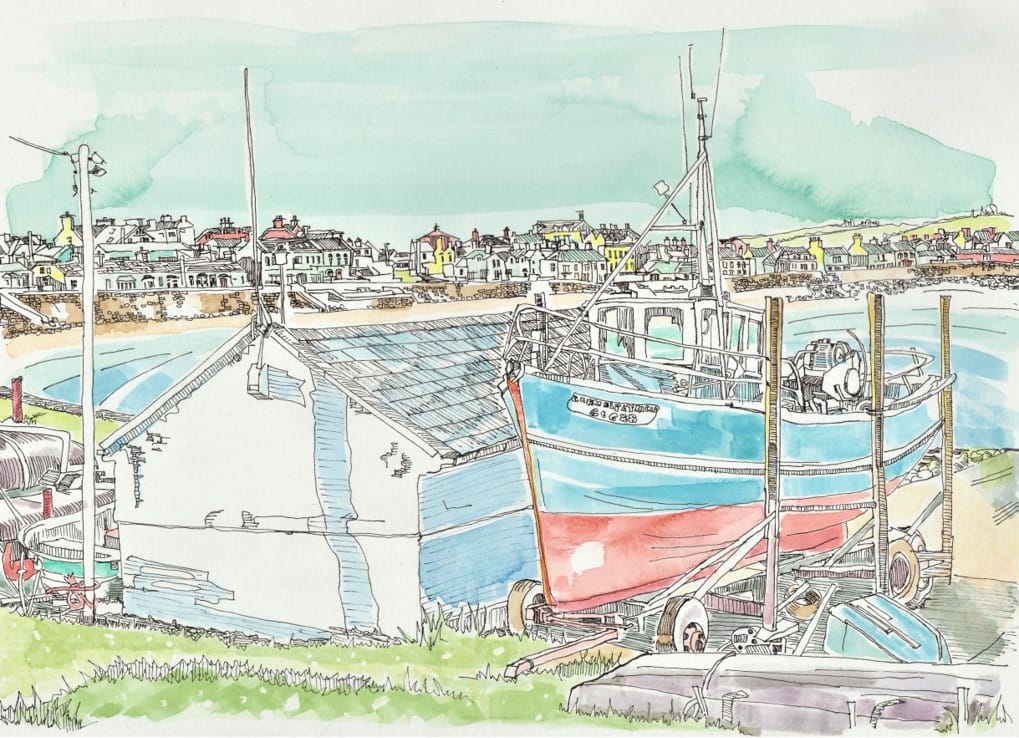 Boat House Kilkee Fronting the Beach by Ruth Wood Exclusive to Kilbaha Gallery