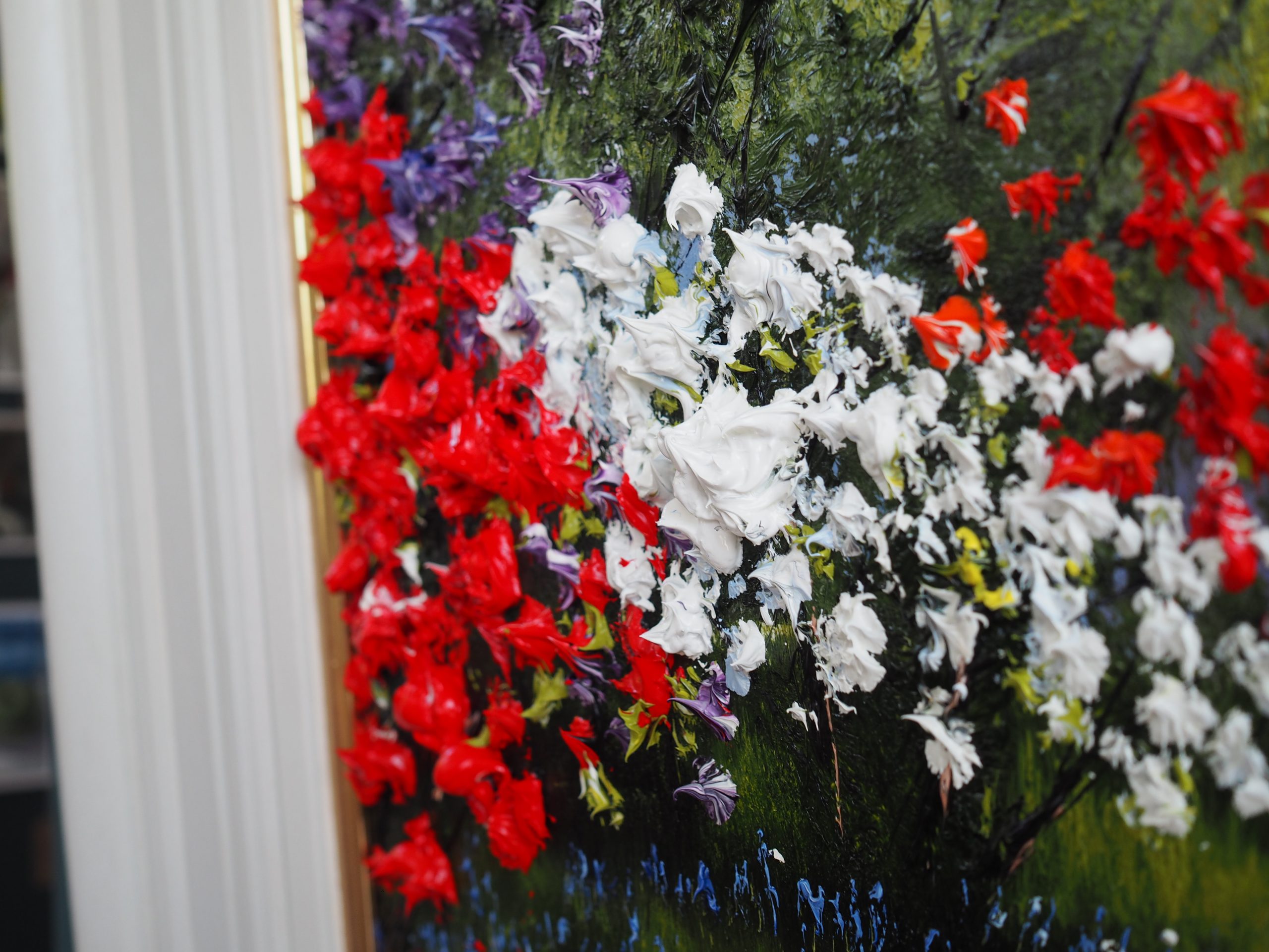 Azaleas, Rhododendron and bluebells oil painting by Mark Eldred for Kilbaha Gallery Irish Art