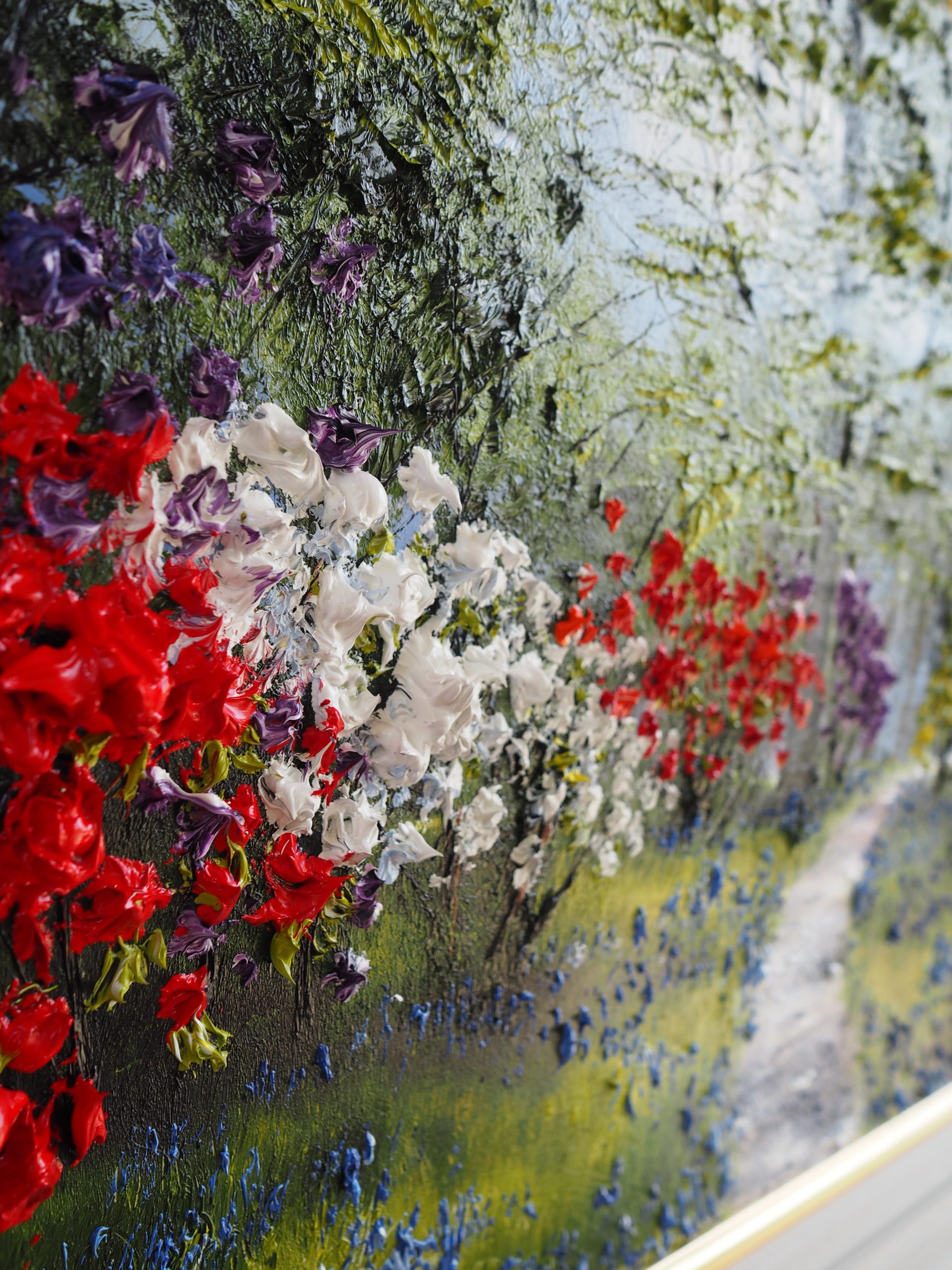 Azaleas, Rhododendron and bluebells oil painting by Mark Eldred for Kilbaha Gallery Irish Art