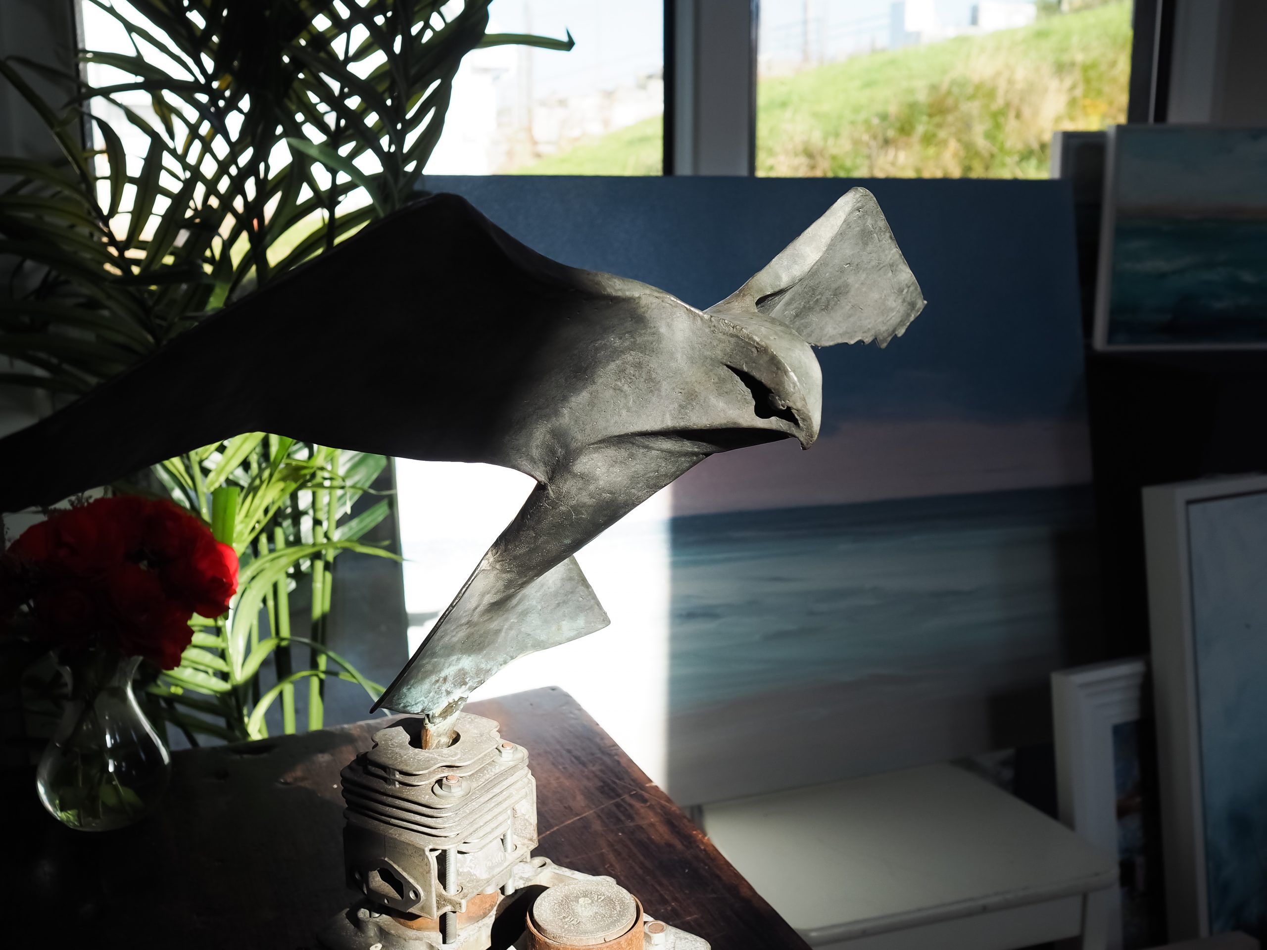 Krys Pomeroy Bronze Kestrel Kilbaha Gallery Irish Art Sculpture Gallery in Clare