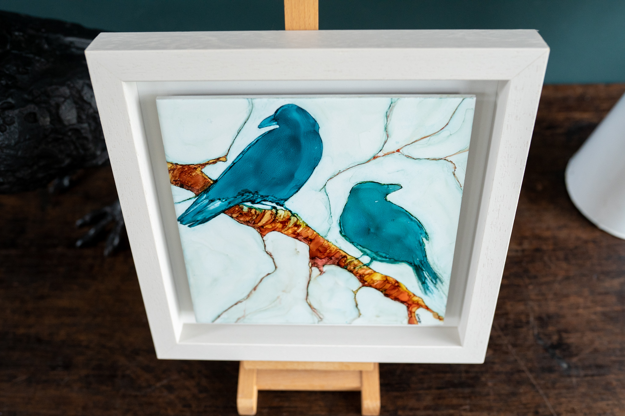 Mary Roberts Birds tile alcohol ink
