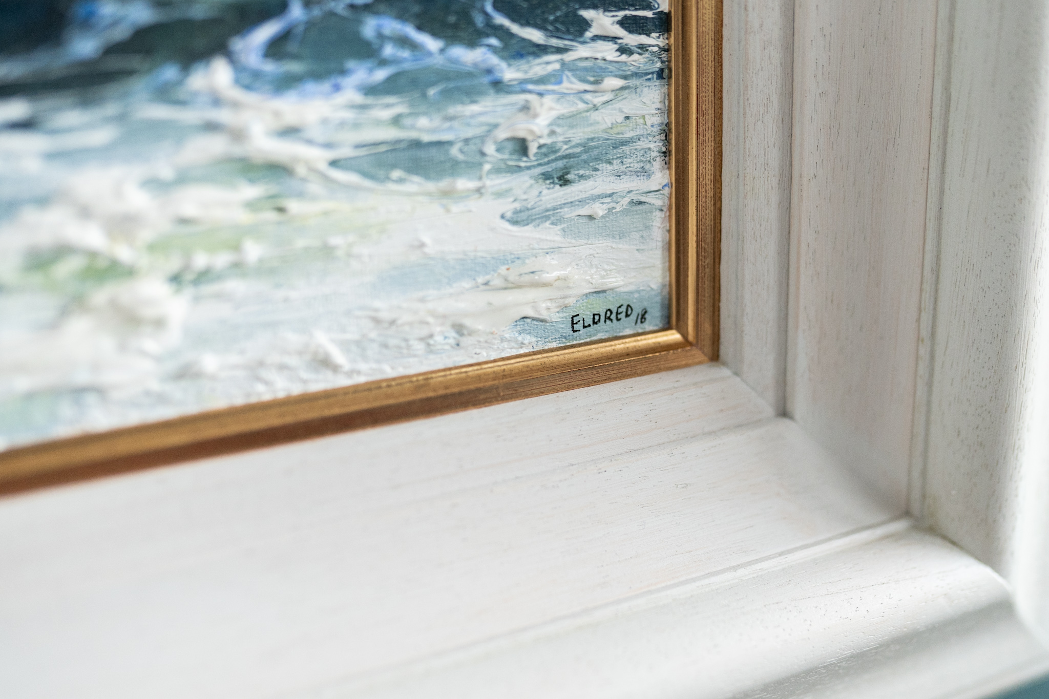 Mark Eldred waves oil on canvas framed Irish art Interiors seascape kilbaha gallery Ireland art