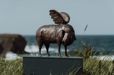 Bronze Pig Krys Pomeroy Bronze Statue Irish sculptor Irish art original art beautiful art Interiors outdoor art Irish art and interiors Kilbaha Gallery
