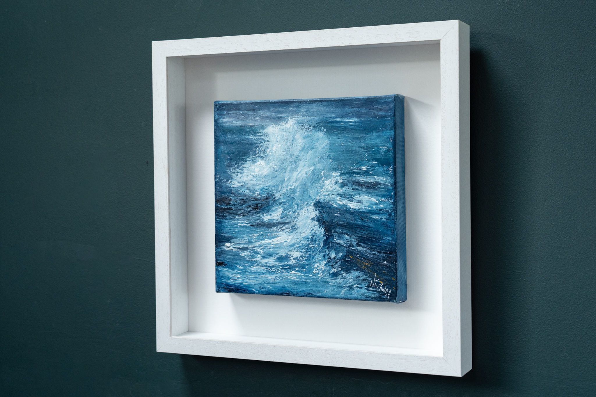 Fiona ni Chuinn for Kilbaha Gallery contemporary art seascape Irish art WAW Interiors into the blue crashing waves