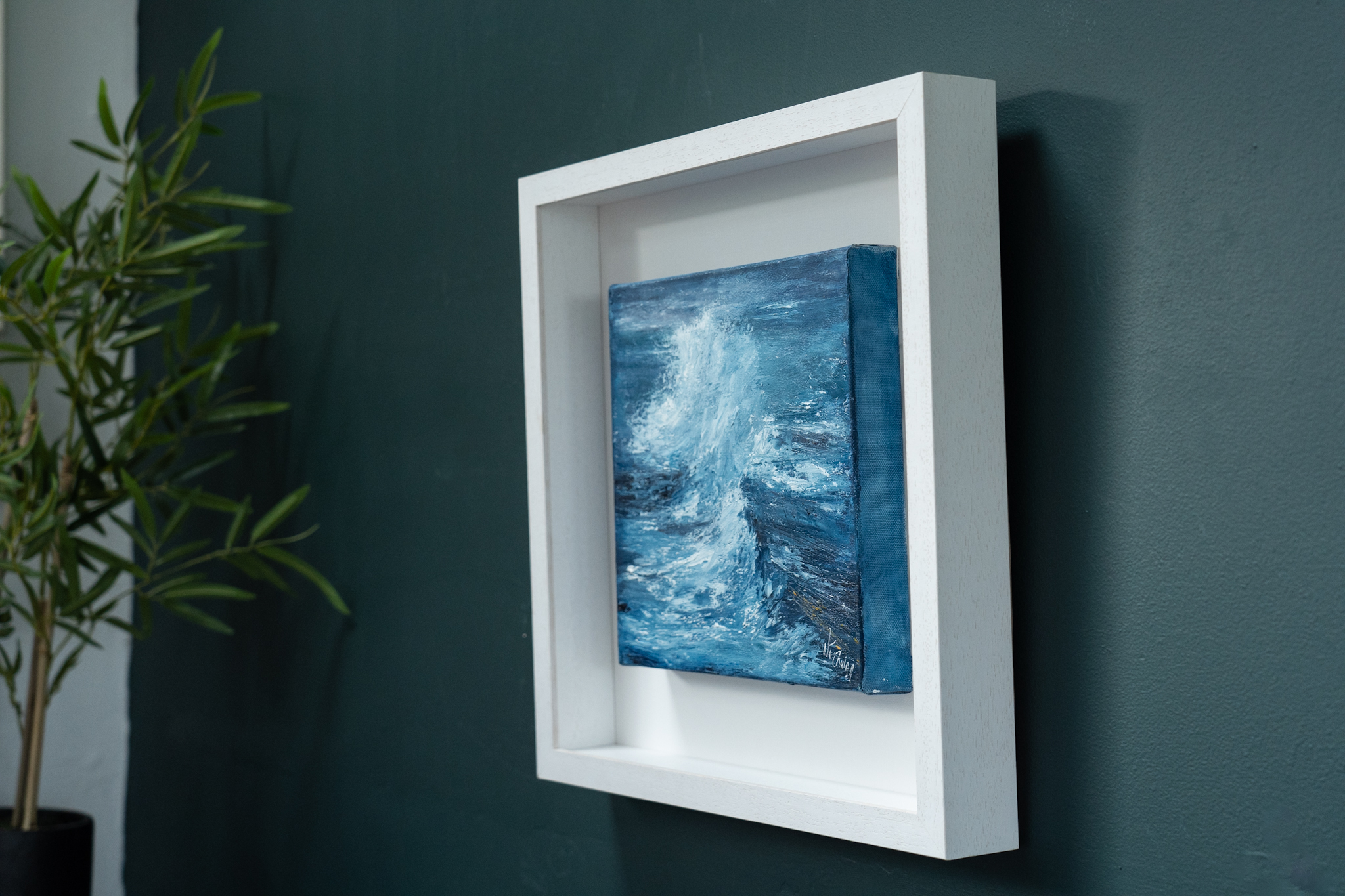 Fiona ni Chuinn for Kilbaha Gallery contemporary art seascape Irish art WAW Interiors into the blue crashing waves