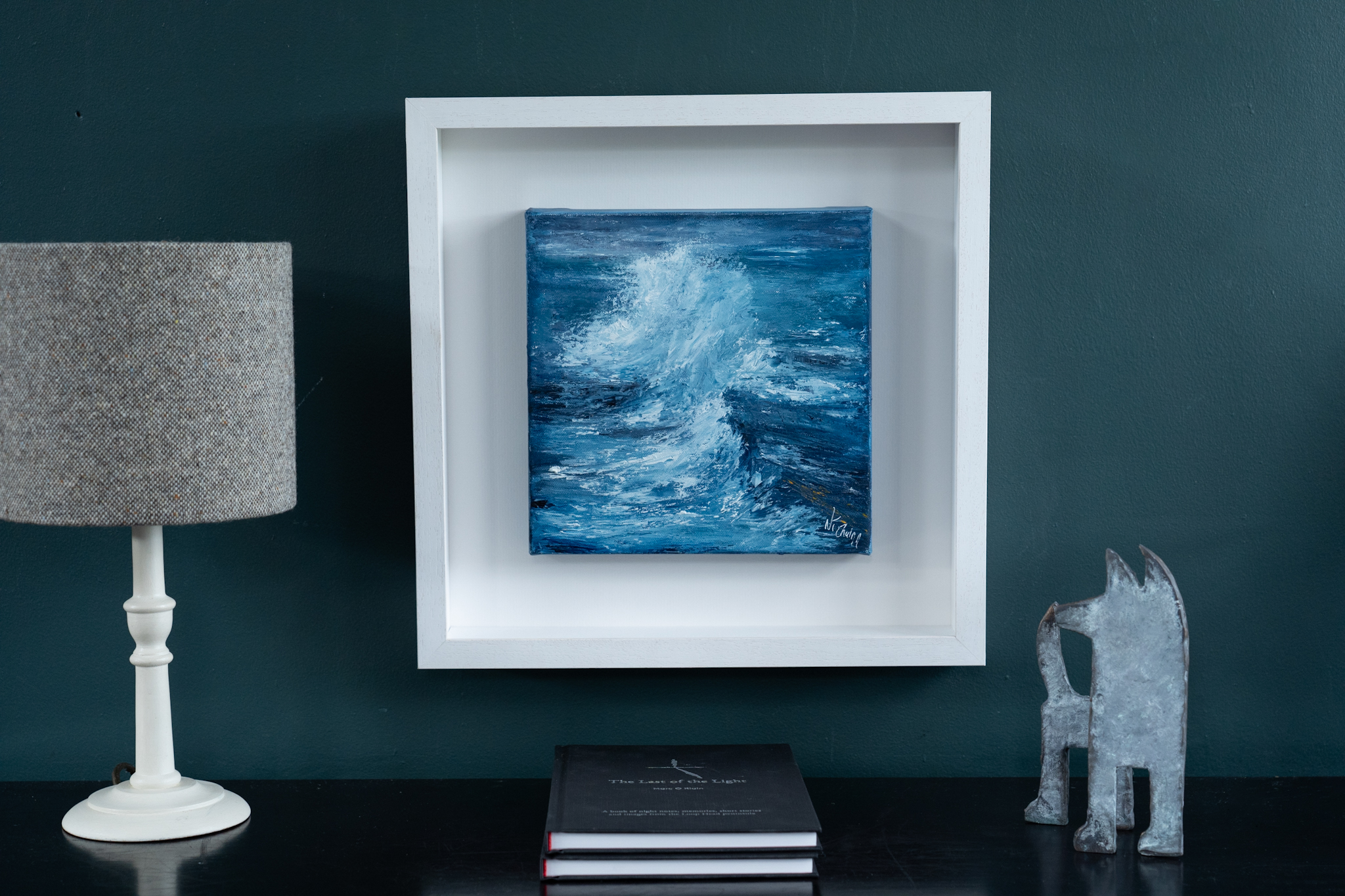 Fiona ni Chuinn for Kilbaha Gallery contemporary art seascape Irish art WAW Interiors into the blue crashing waves