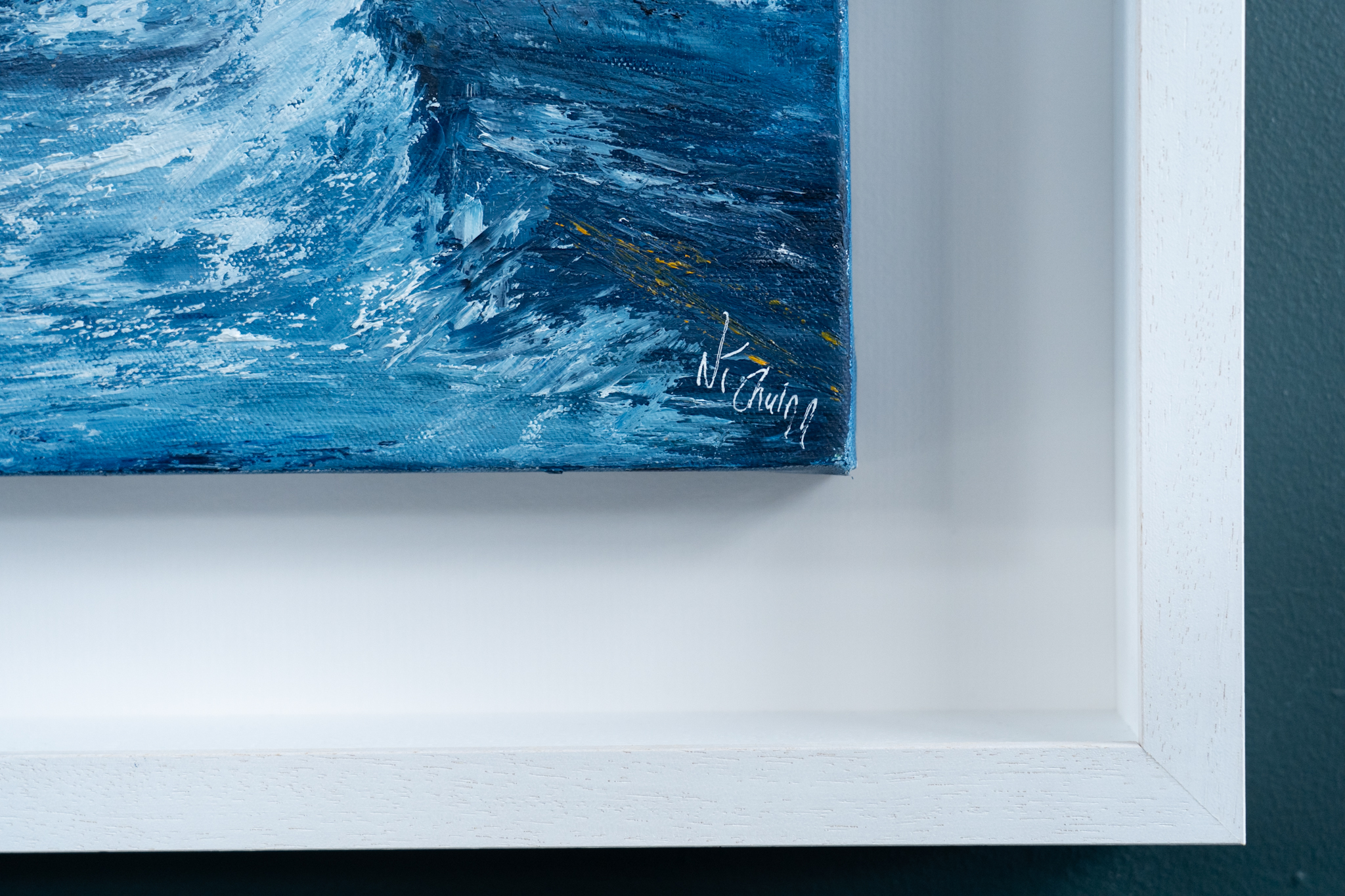 Fiona ni Chuinn wild atlantic way seascape crashing waves oil on canvas West of Ireland drama of the ocean framed pieces Kilbaha Gallery Gift Interiors House