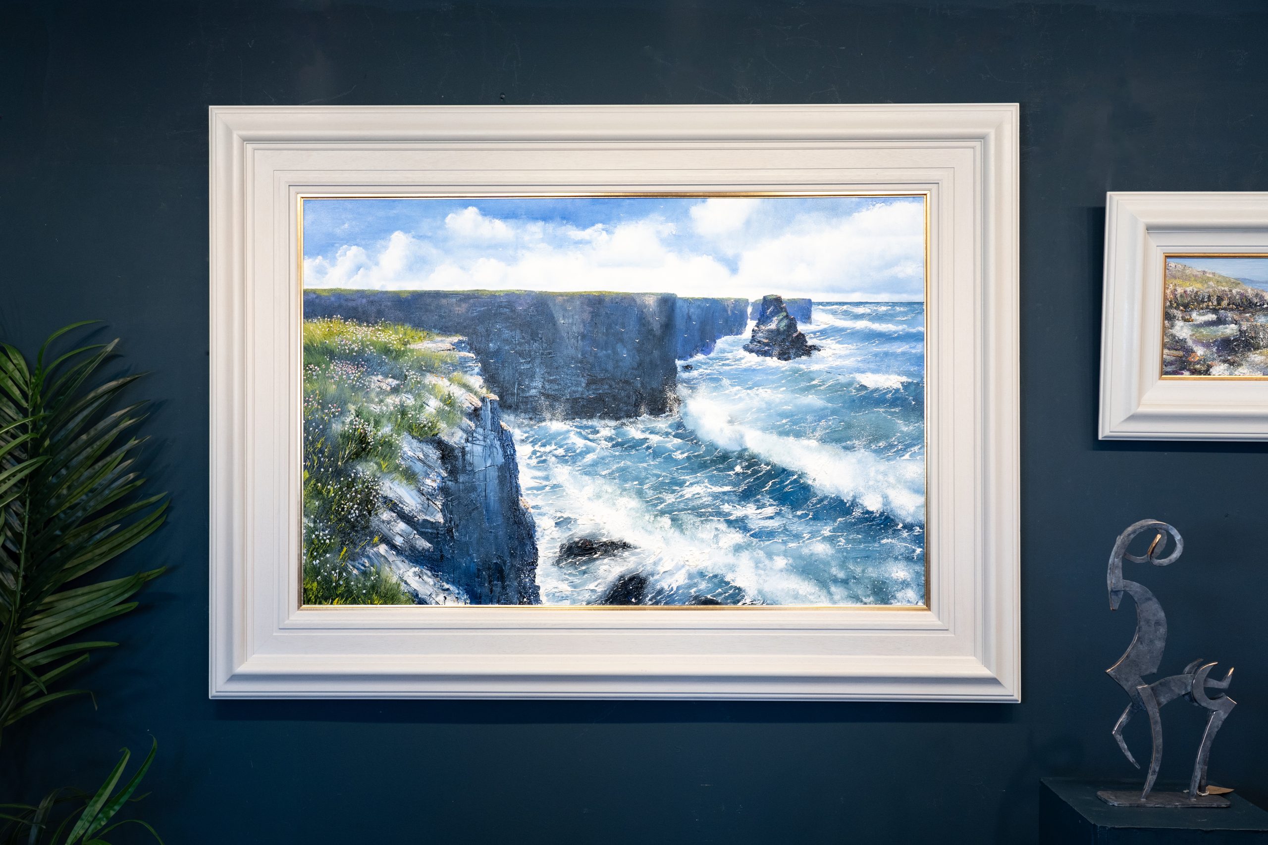 Mark Eldred Magnificent Loop Head WAW Ireland Cliff Coast original art oil painting oil on canvas striking art large art five foot wide framed piece of art Ireland Atlantic Ocean Ireland