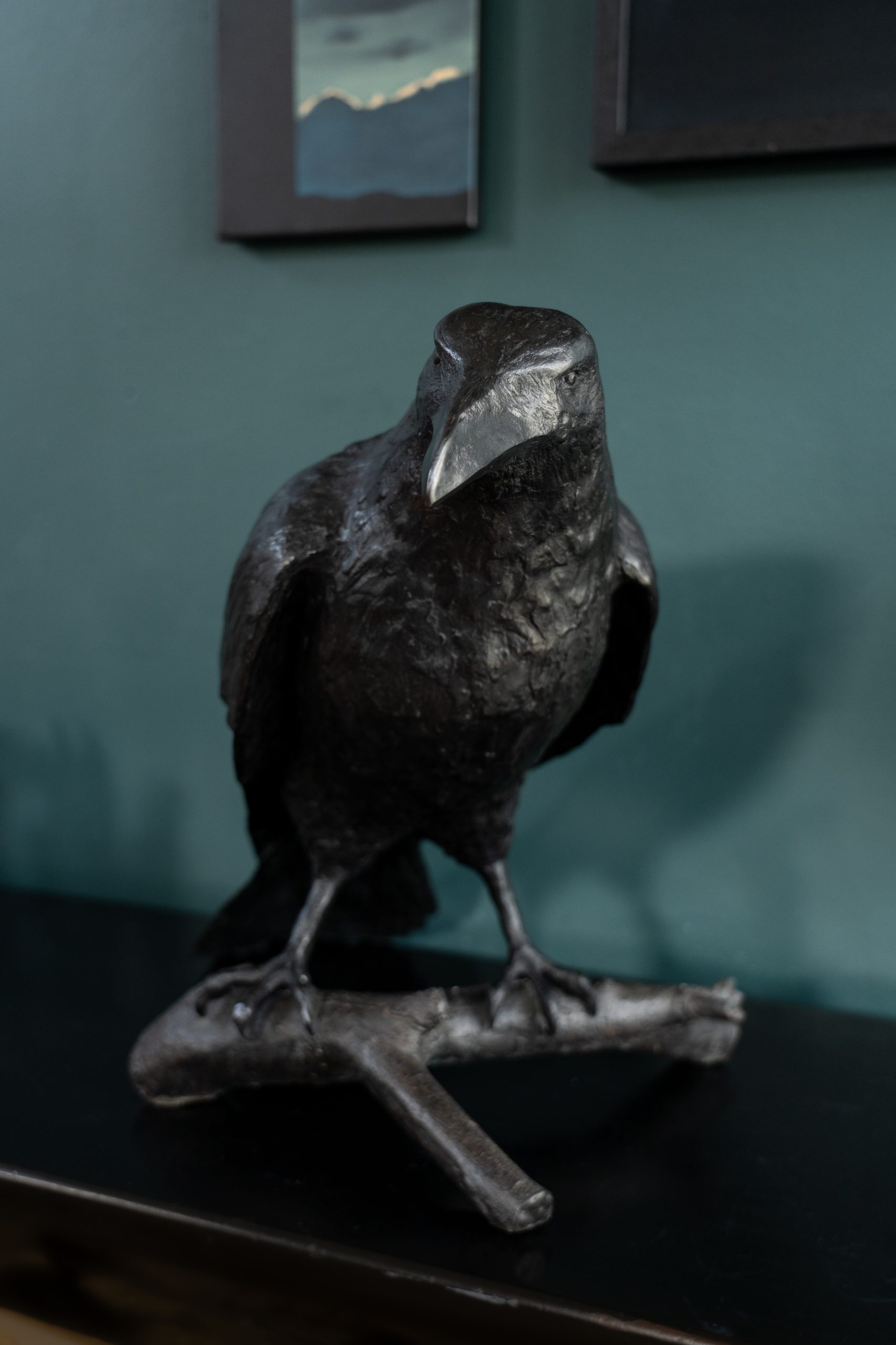 Adam Pomeroy Bronze Raven lifesize raven bronze statue sculptor contemporary Irish artist Irish art original Irish art Interiors art and interiors
