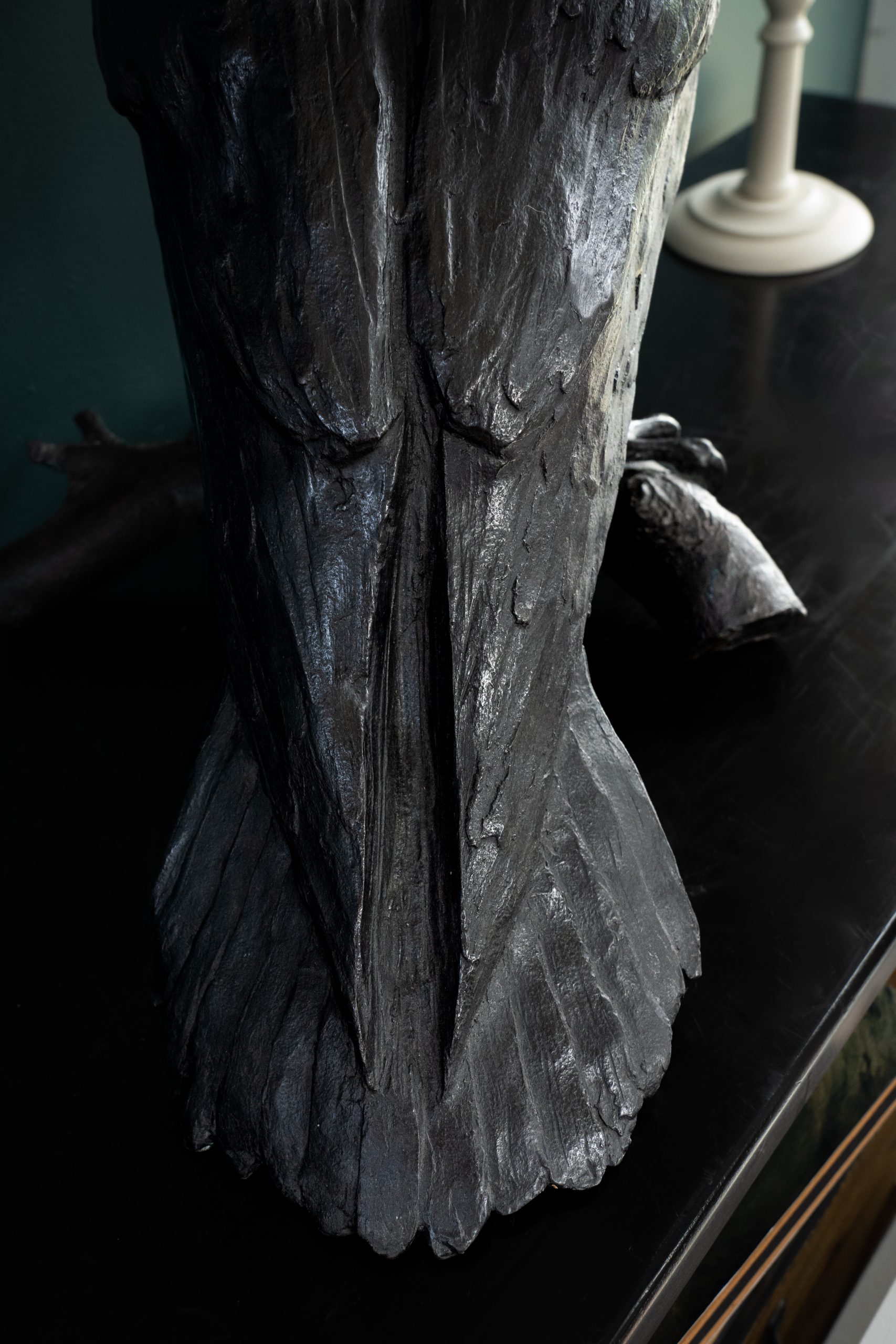 Adam Pomeroy Bronze Raven lifesize raven bronze statue sculptor contemporary Irish artist Irish art original Irish art Interiors art and interiors