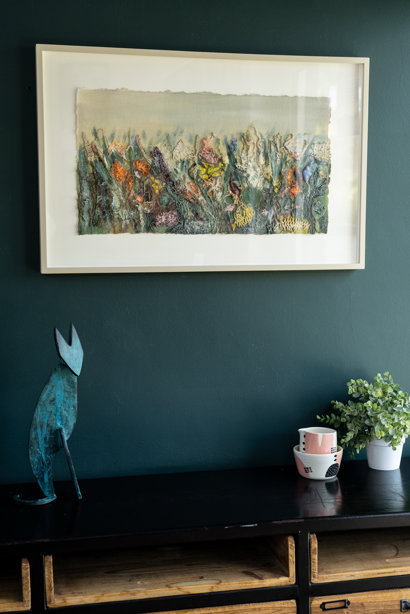 Carmel Madgian Kilbaha Gallery original Irish art Mixed Media Framed behind glass textures colours hedgerows flowers native wildflowers beautiful Interiors Kilbaha Gallery