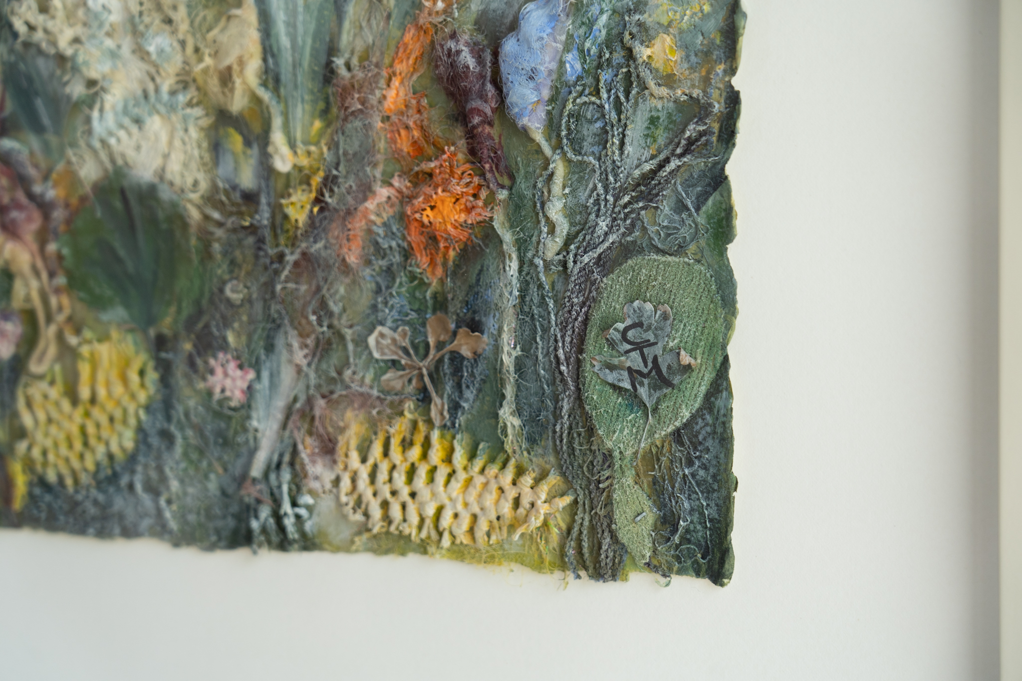 Carmel Madgian Kilbaha Gallery original Irish art Mixed Media Framed behind glass textures colours hedgerows flowers native wildflowers beautiful Interiors Kilbaha Gallery