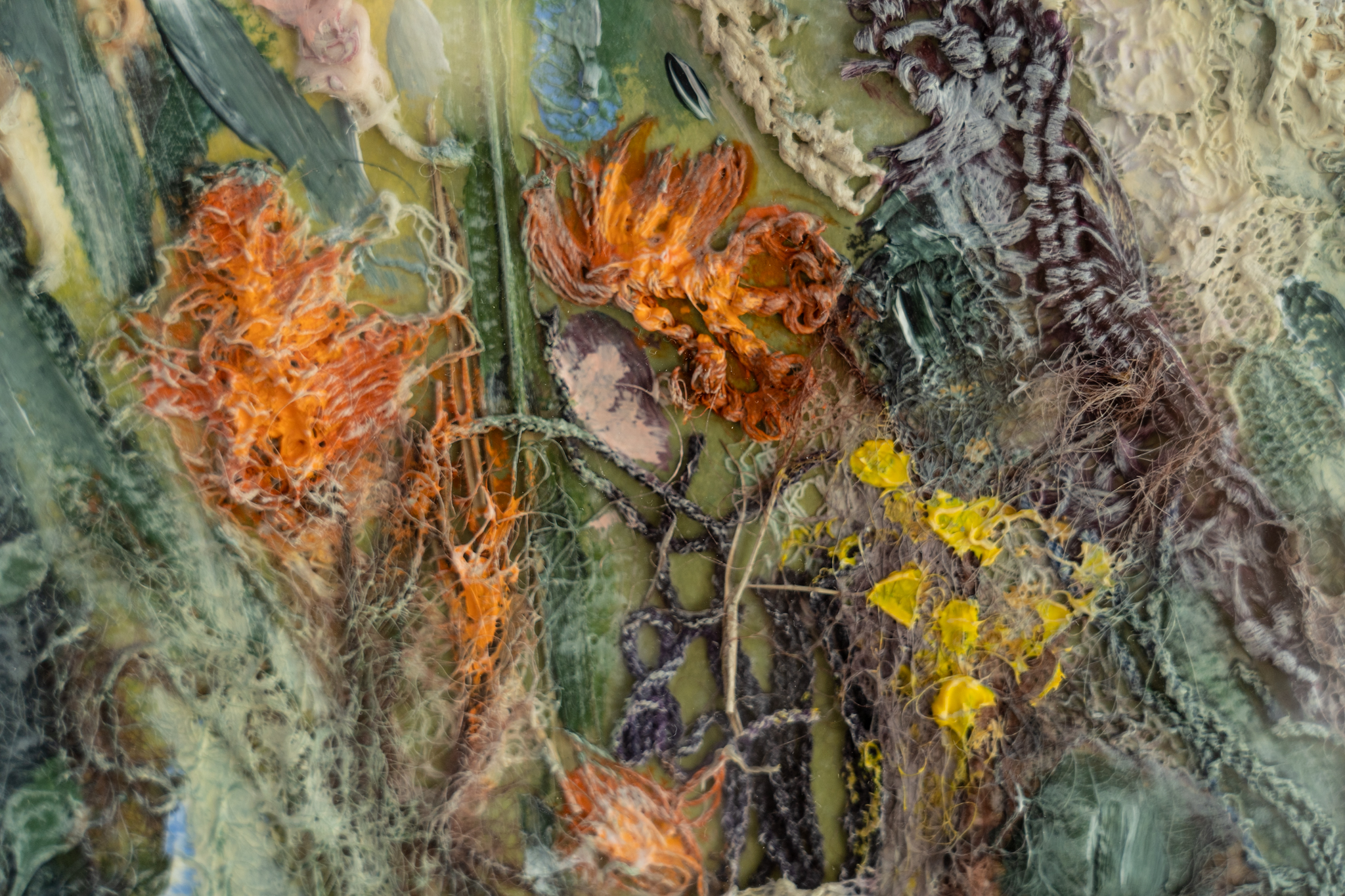 Carmel Madgian Kilbaha Gallery original Irish art Mixed Media Framed behind glass textures colours hedgerows flowers native wildflowers beautiful Interiors Kilbaha Gallery