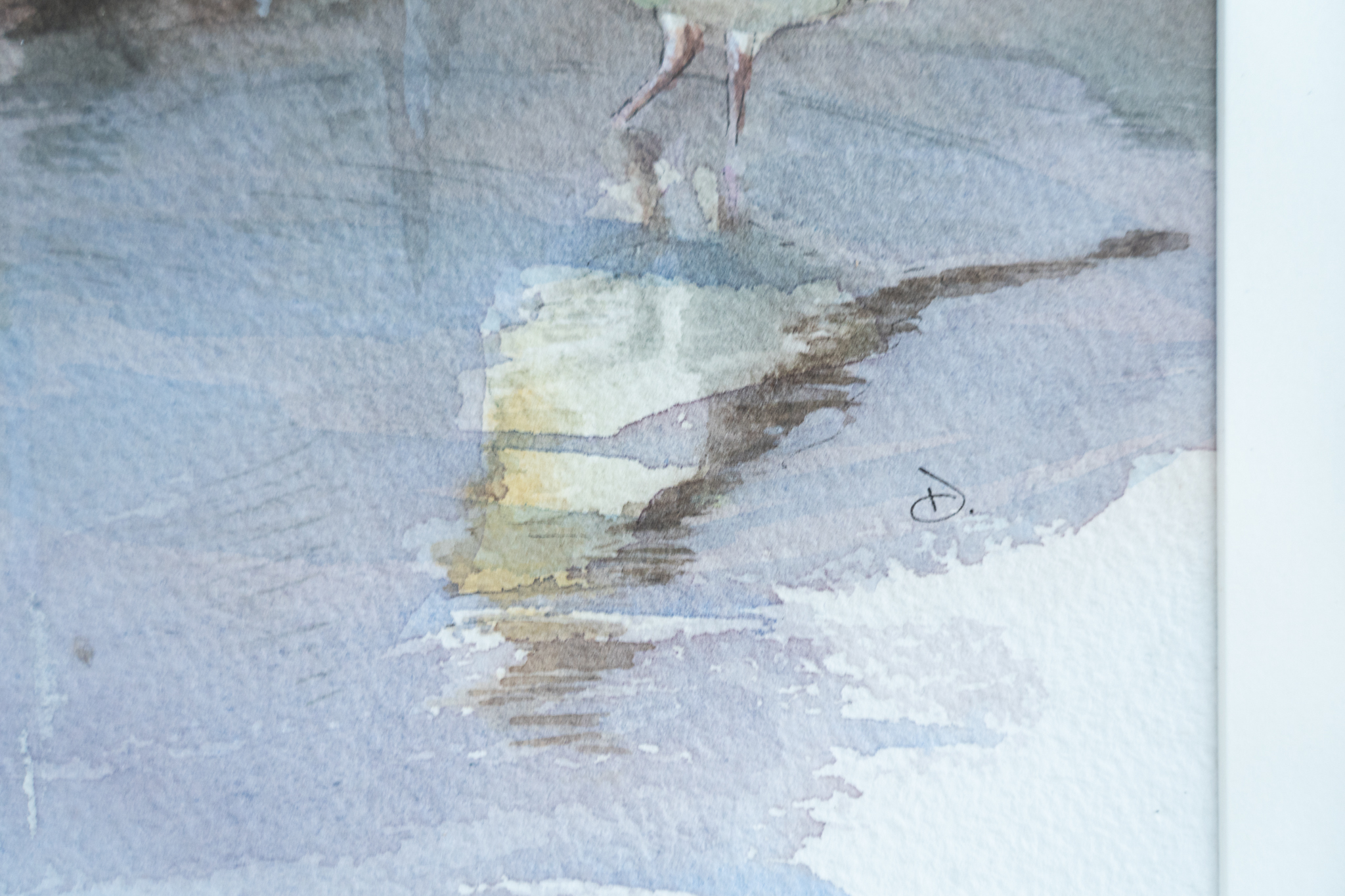 Birds Original Watercolour reflections water lake Ireland painting Interiors artist known as D West Clare artist Kilbaha Gallery Ireland Irish Interiors