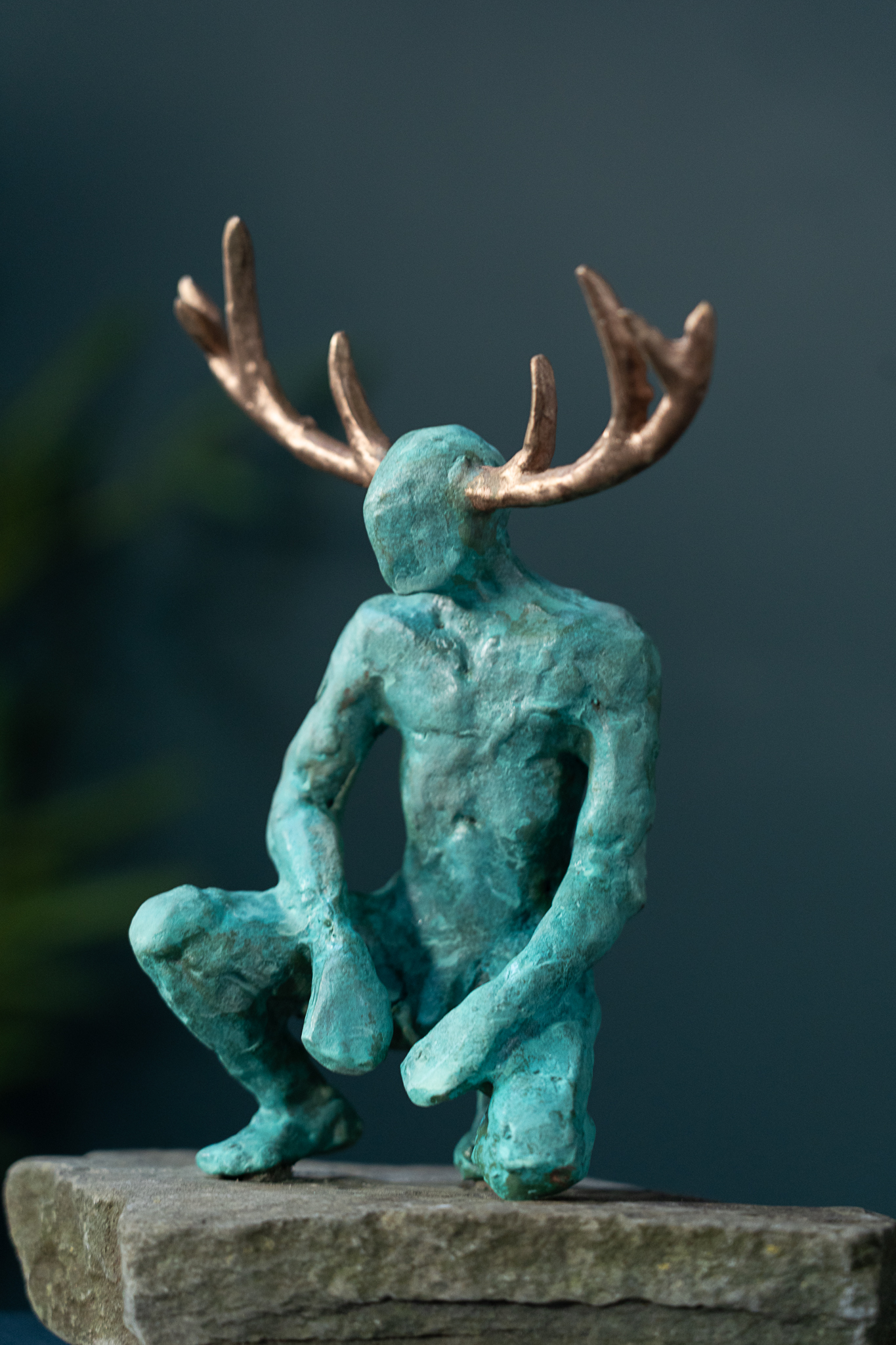 Adam Pomeory bronze figures crouching goddess and crouching god Irish art original Irish art bronze foundry Ireland Kilbaha Gallery