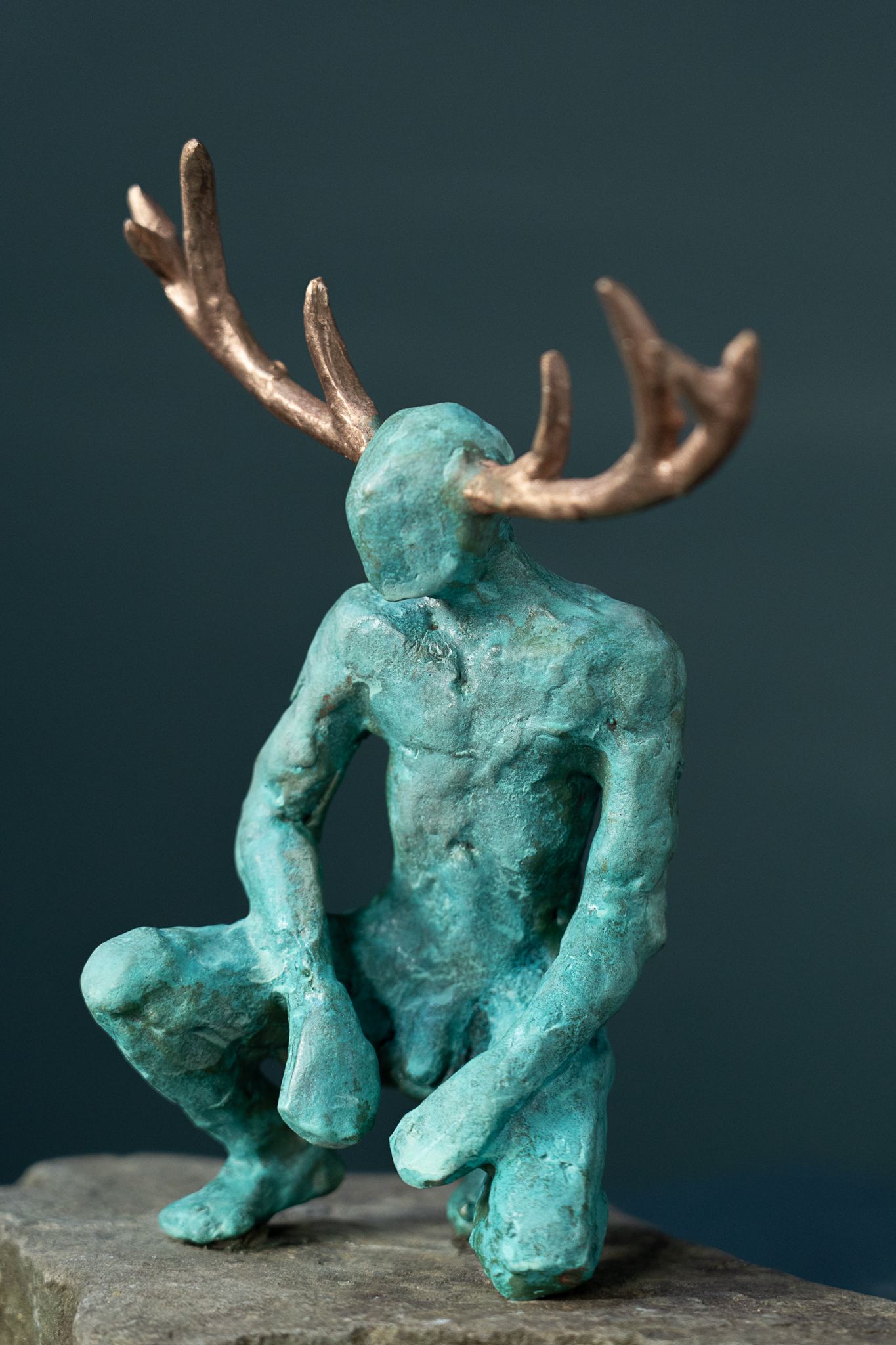 Adam Pomeory bronze figures crouching goddess and crouching god Irish art original Irish art bronze foundry Ireland Kilbaha Gallery