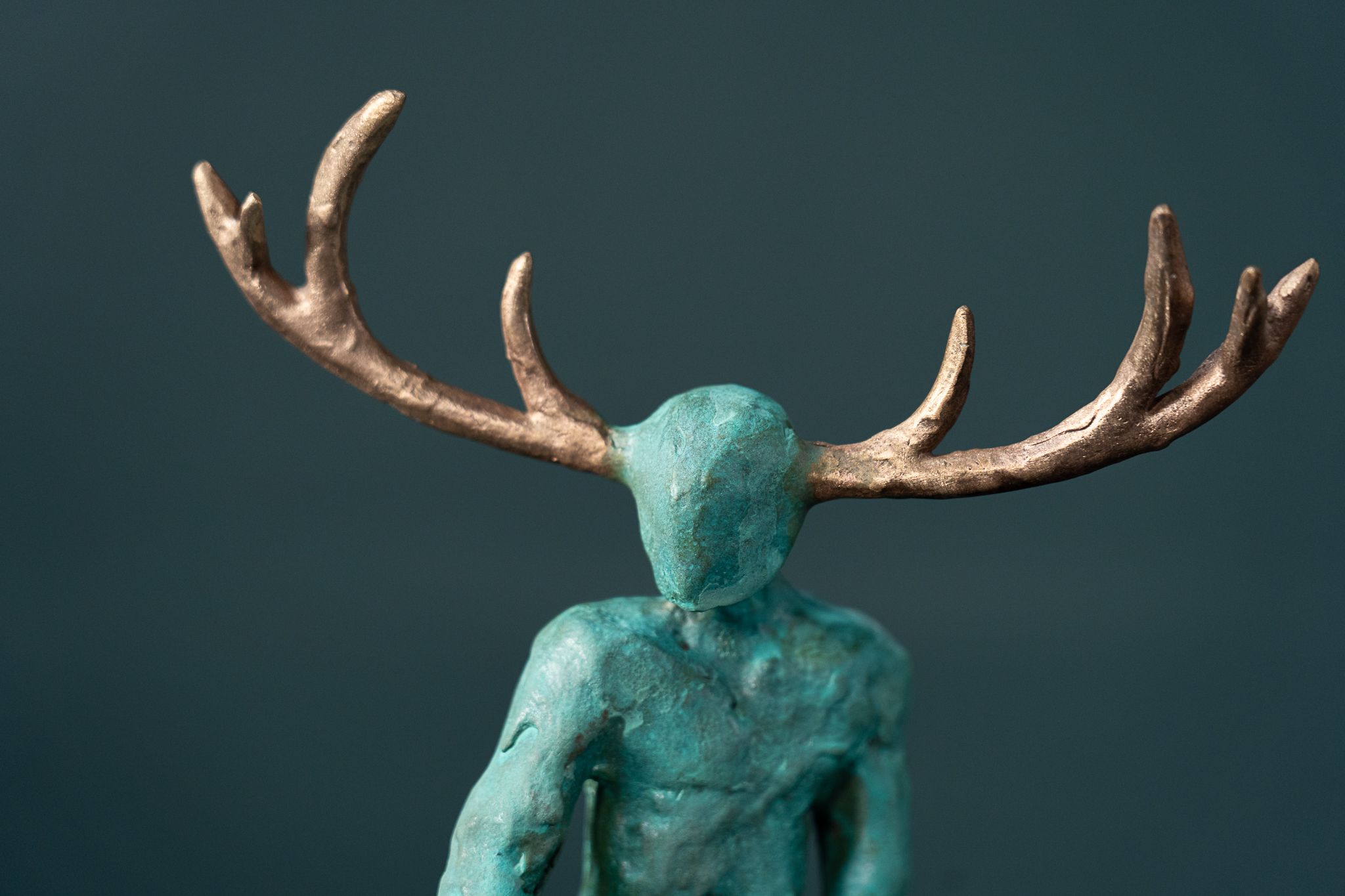 Adam Pomeory bronze figures crouching goddess and crouching god Irish art original Irish art bronze foundry Ireland Kilbaha Gallery