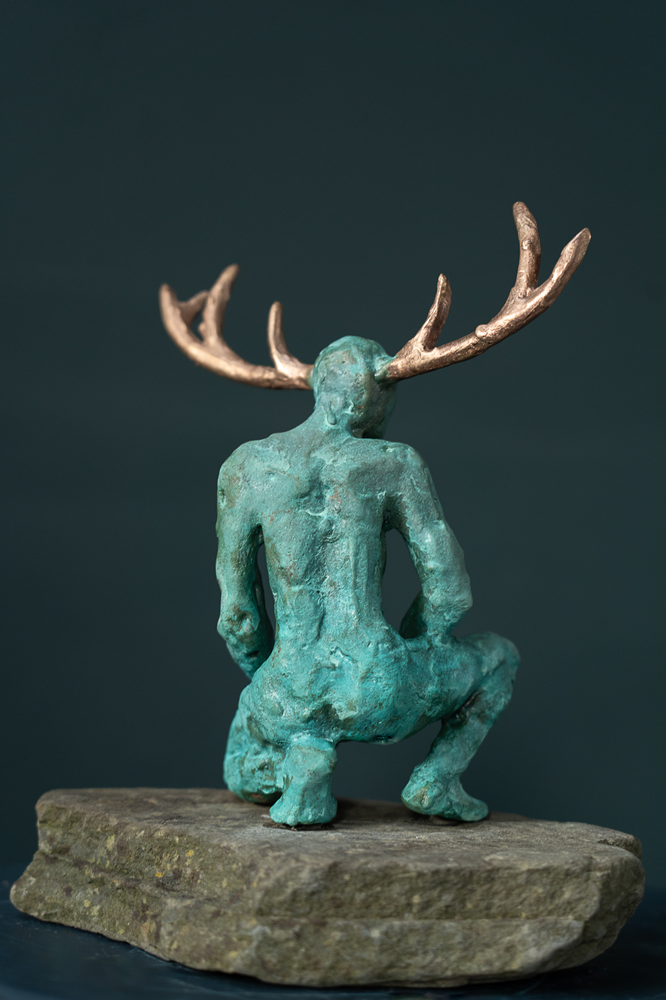 Adam Pomeory bronze figures crouching goddess and crouching god Irish art original Irish art bronze foundry Ireland Kilbaha Gallery