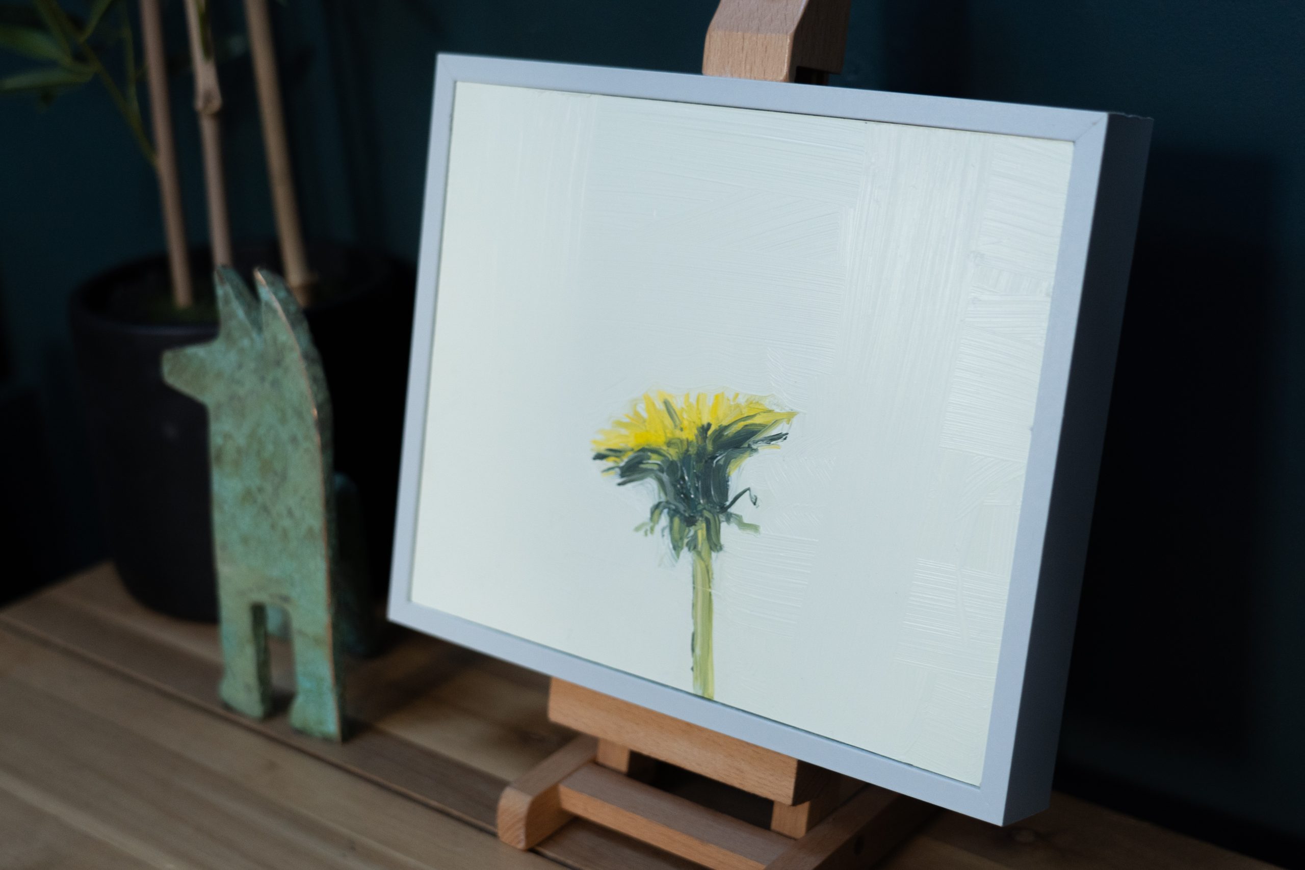 Kaye Maahs Dandelion original oil painting collectable oils on canvas framed beautiful wildflower collectable original piece Ireland Irish gift Kilbaha Gallery
