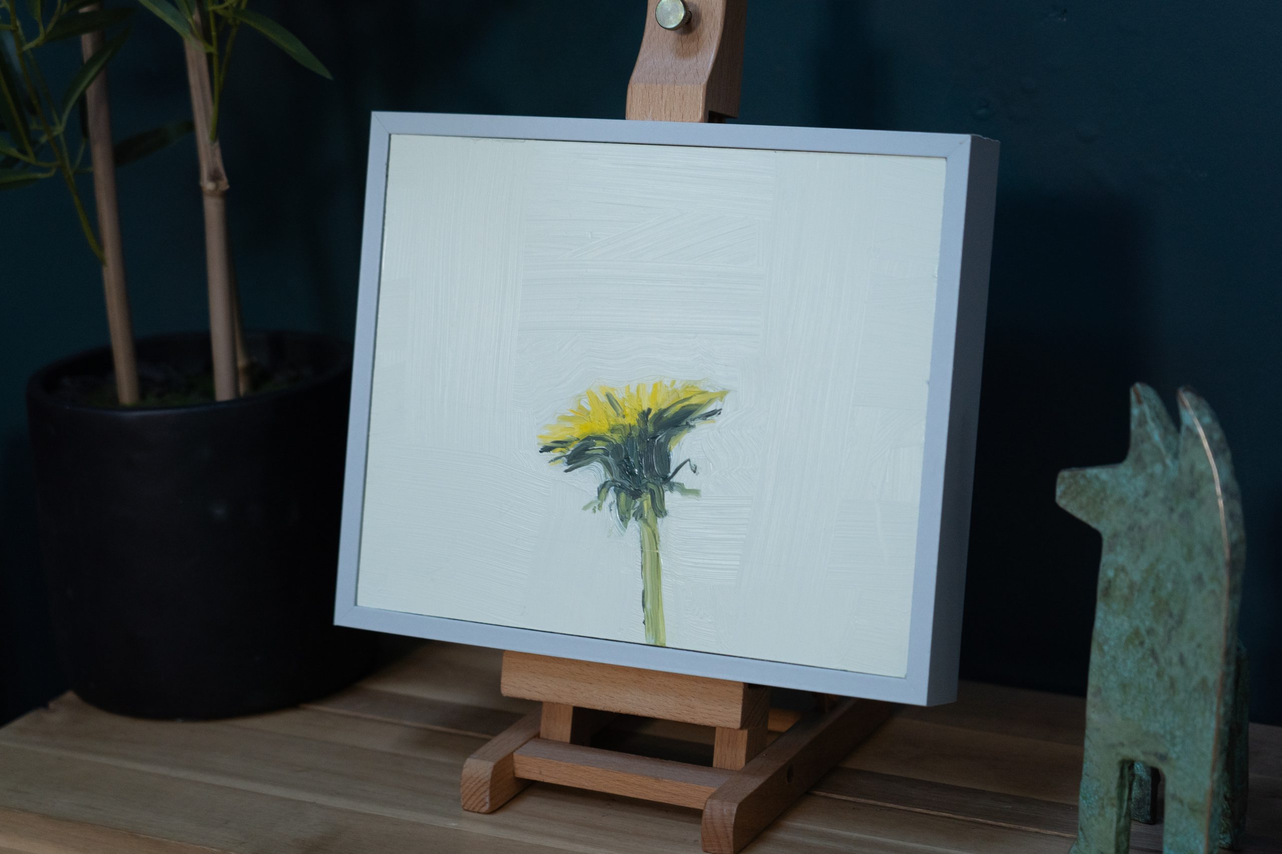 Kaye Maahs Dandelion original oil painting collectable oils on canvas framed beautiful wildflower collectable original piece Ireland Irish gift Kilbaha Gallery