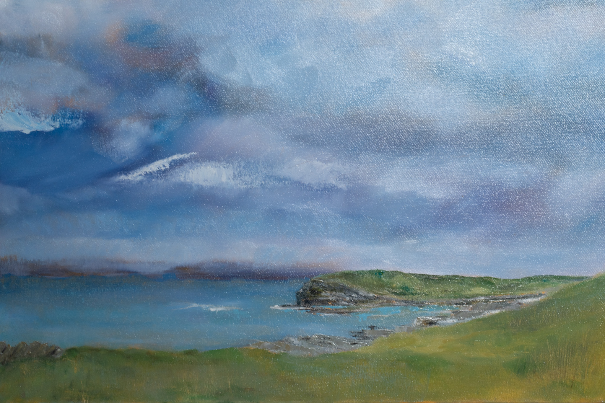Claire McMahon seascape Ireland oil on canvas striking skyscape Irish Interiors beautiful painting WAW Ireland Irish Interiors striking landscape seascape skyscape