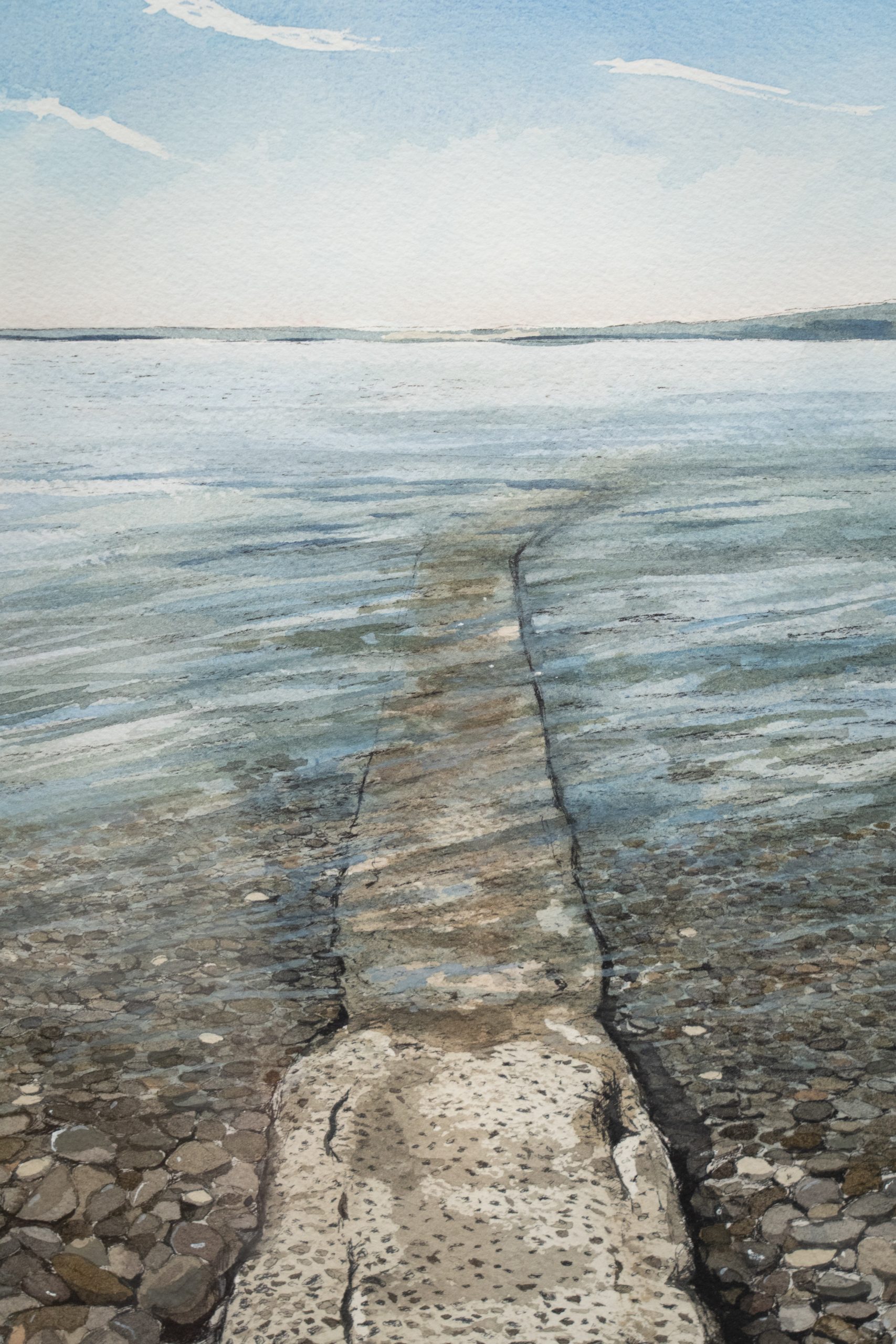 Rock cappa Watercolour painting by D for Kilbaha Gallery Ireland original painting beautiful gift Irish interiors Shannon Estuary Ireland tourism Ireland original contemporary Irish art