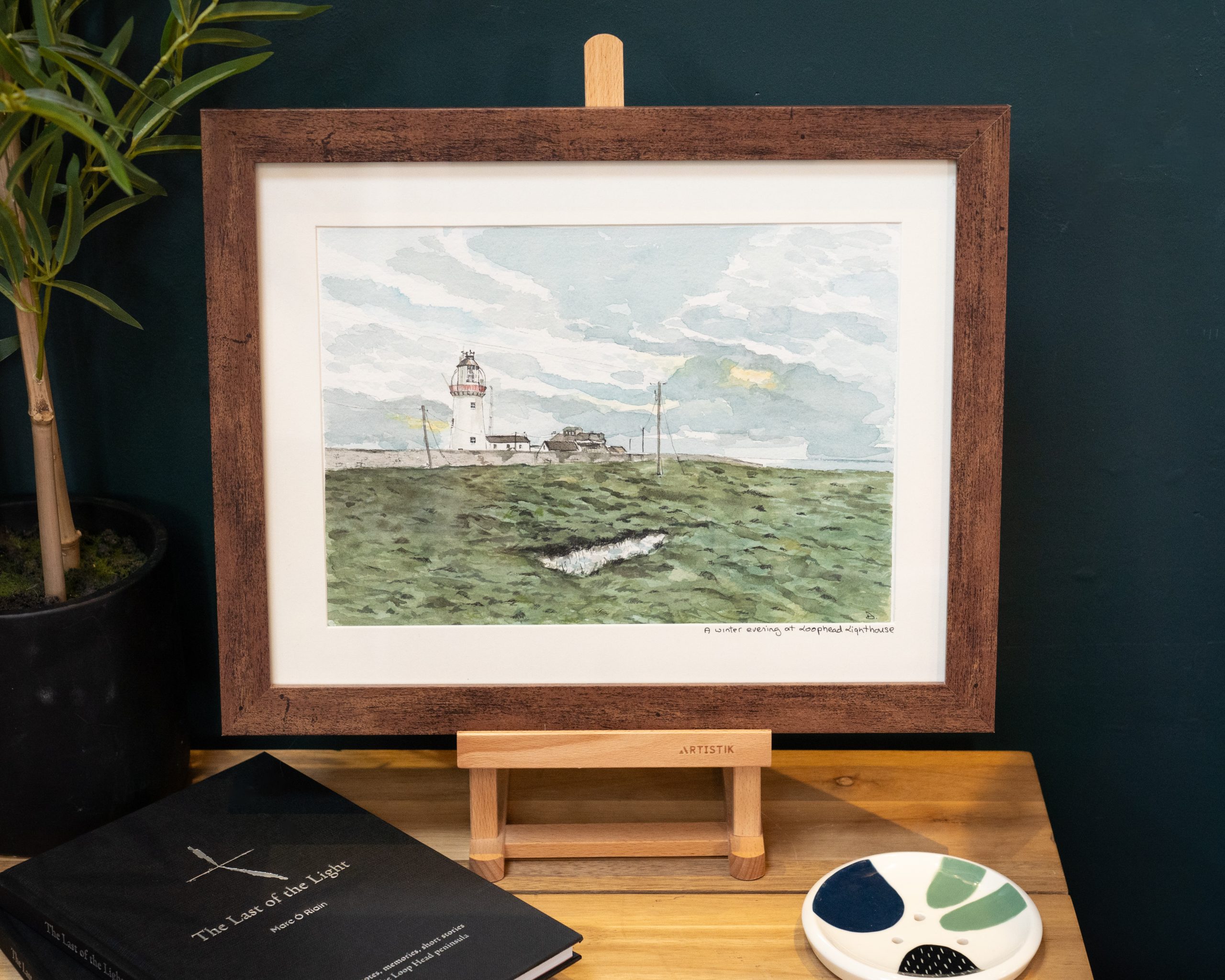 Loop Head Lighthouse Watercolour painting by D for Kilbaha Gallery Ireland original painting beautiful gift Irish interiors Shannon Estuary Ireland tourism Ireland original contemporary Irish art