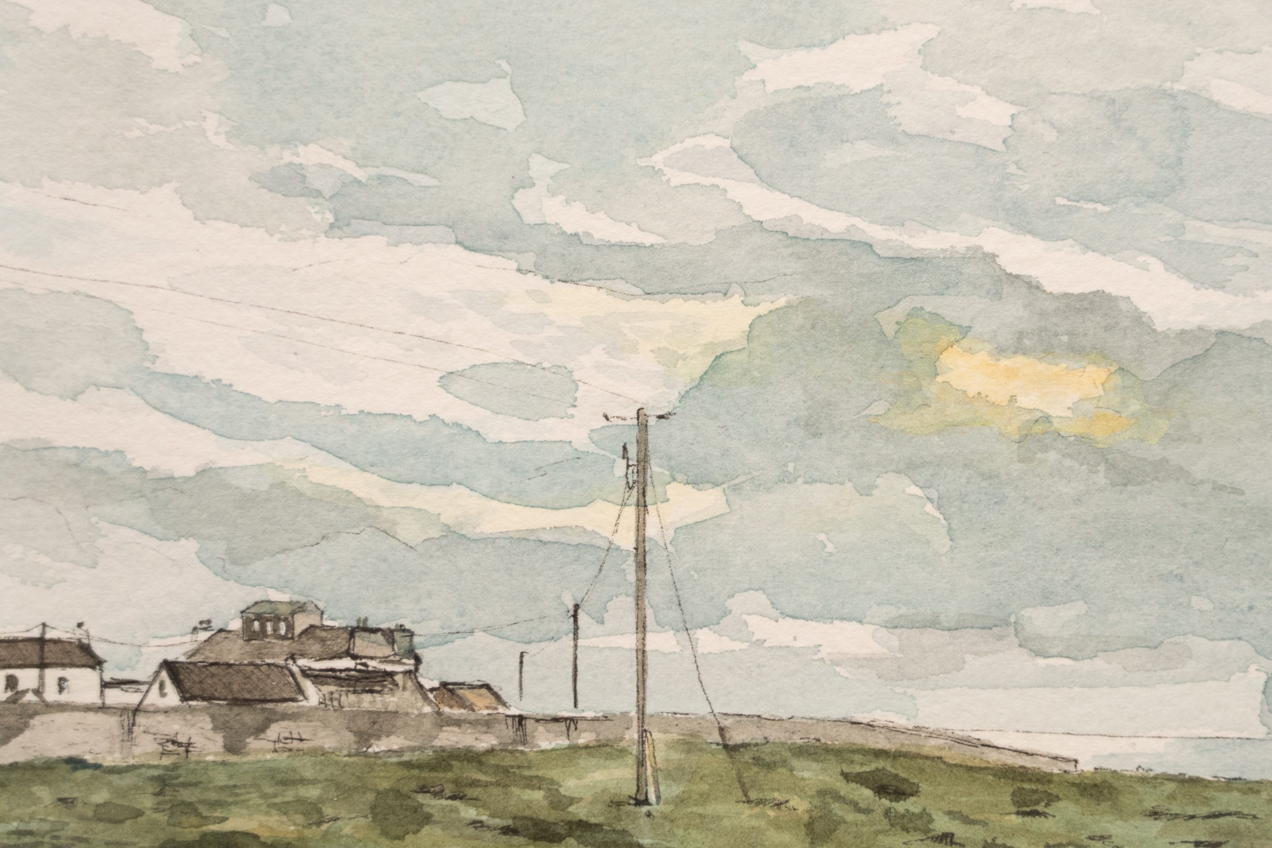 Loop Head Lighthouse Watercolour painting by D for Kilbaha Gallery Ireland original painting beautiful gift Irish interiors Shannon Estuary Ireland tourism Ireland original contemporary Irish art