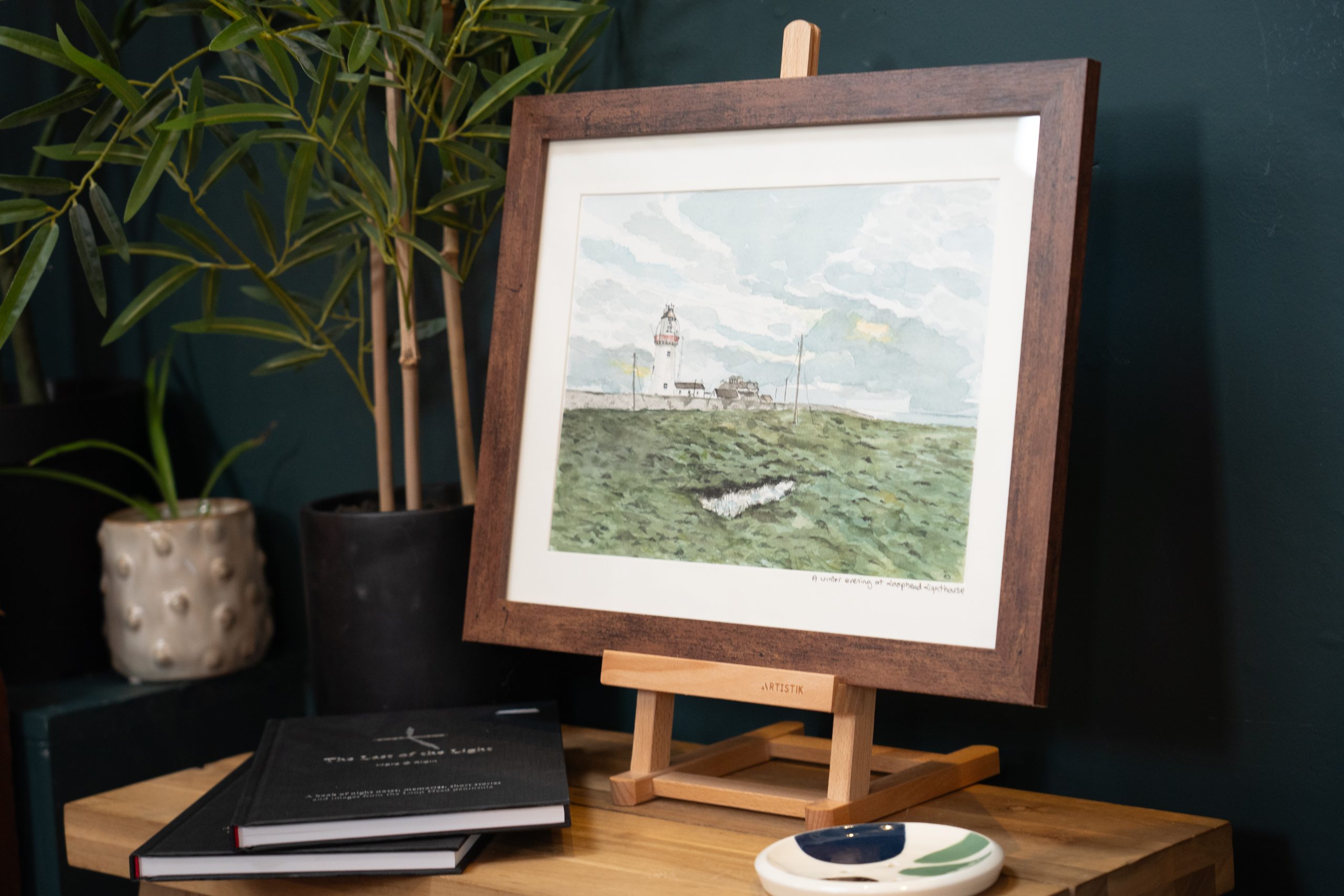 Loop Head Lighthouse Watercolour painting by D for Kilbaha Gallery Ireland original painting beautiful gift Irish interiors Shannon Estuary Ireland tourism Ireland original contemporary Irish art