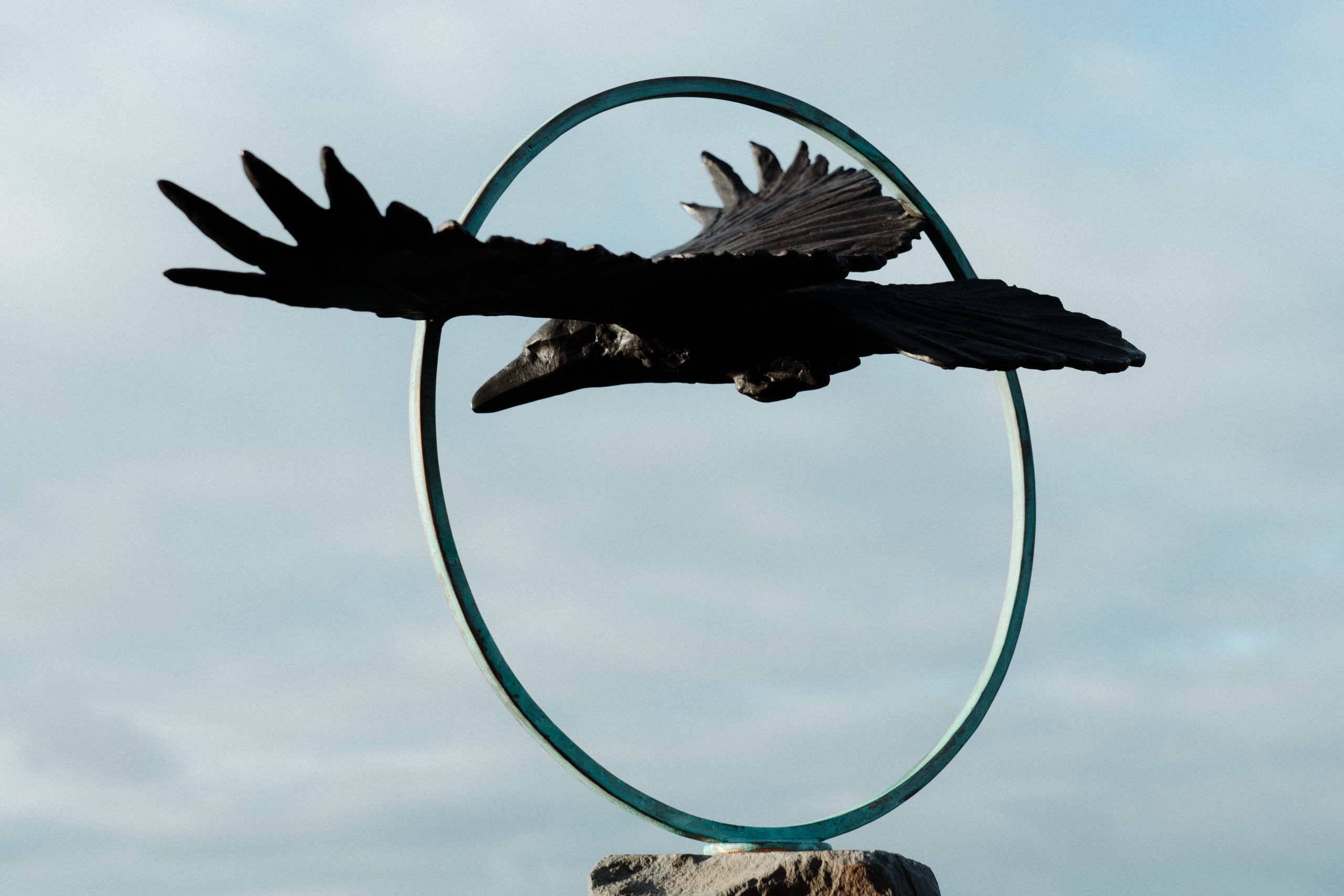 Adam Pomeroy Bronze Raven in Flight extraordinary piece of art Irish art sculpture Irish interiors adam pomeroy Kilbaha Gallery Ireland contemporary sculpture