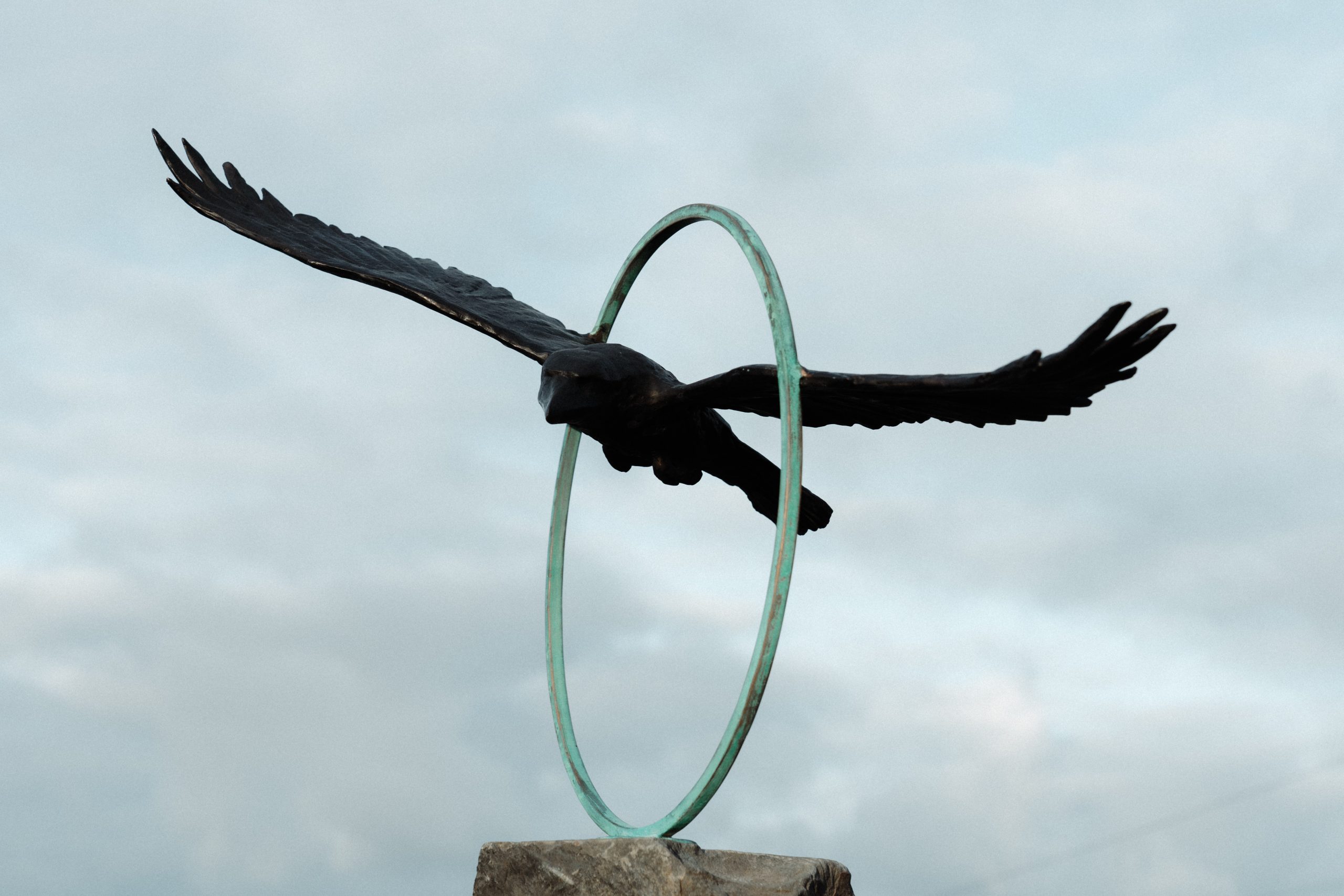 Adam Pomeroy Bronze Raven in Flight extraordinary piece of art Irish art sculpture Irish interiors adam pomeroy Kilbaha Gallery Ireland contemporary sculpture