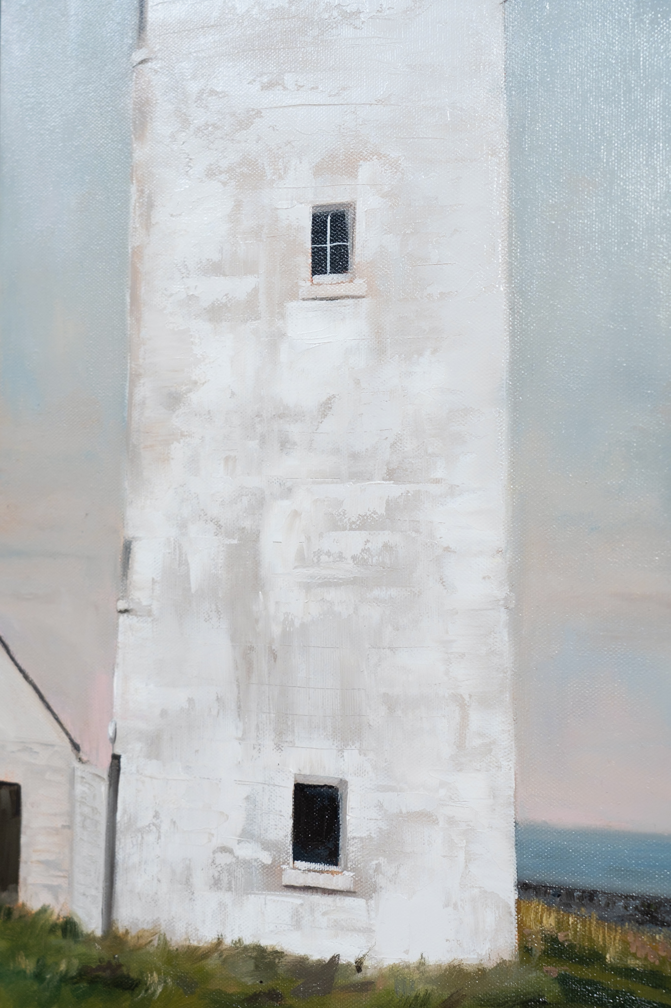 Loop Head Lighthouse Great Lighthouses of Ireland Peninsula Ireland the artist signing their work as D oil on canvas painting lighthouse original Irish art wild atlantic way ireland