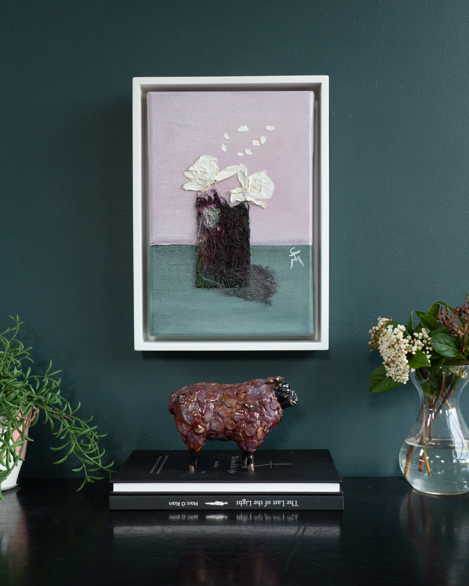 Born Again Orchids II Carmel Madigan Mixed Media Irish art Original Irish art pinks purples and vibrant yellow natural elements textured legacy art framed pieces Ireland gift Irish Interiors Ireland