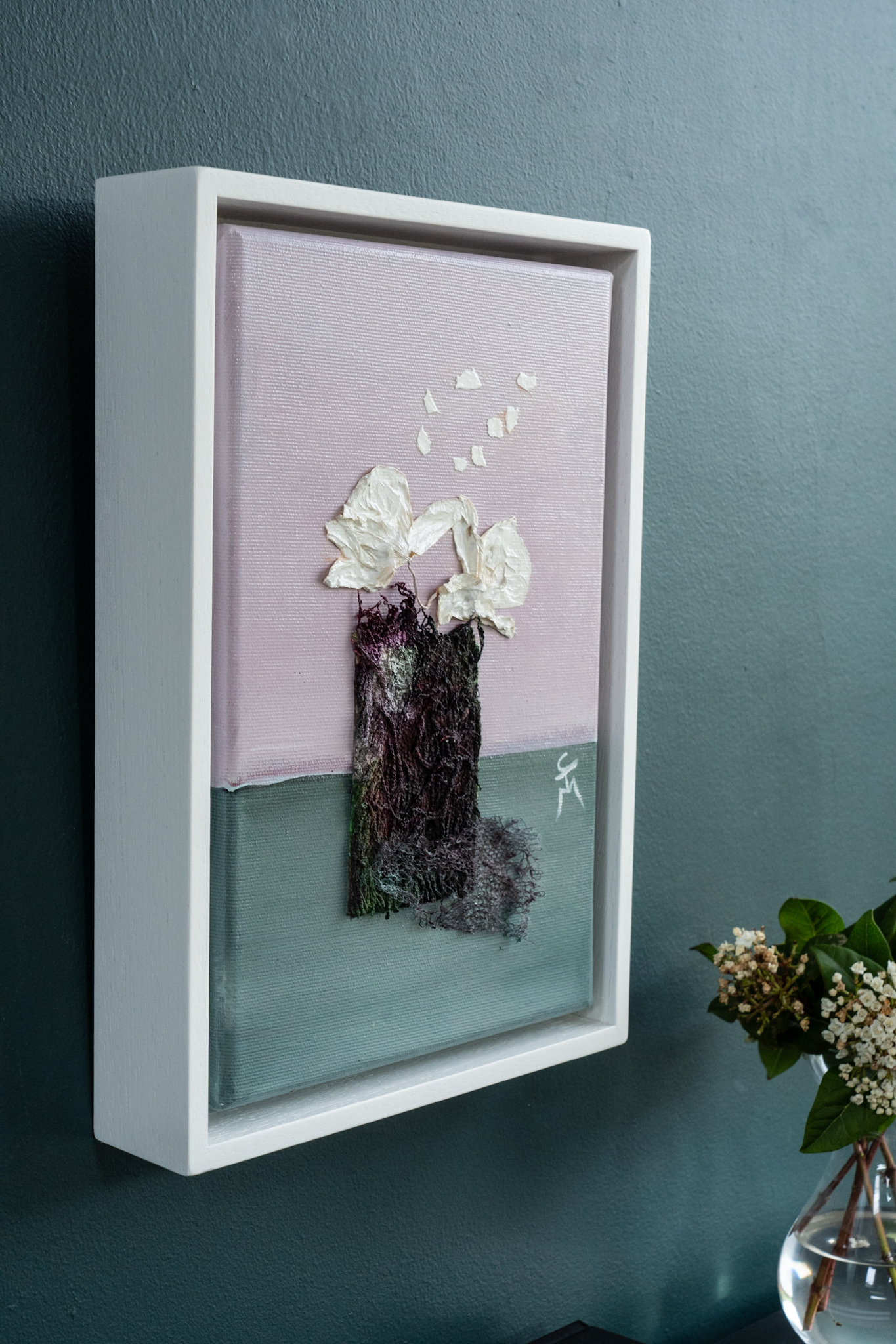 Born Again Orchids II Carmel Madigan Mixed Media Irish art Original Irish art pinks purples and vibrant yellow natural elements textured legacy art framed pieces Ireland gift Irish Interiors Ireland