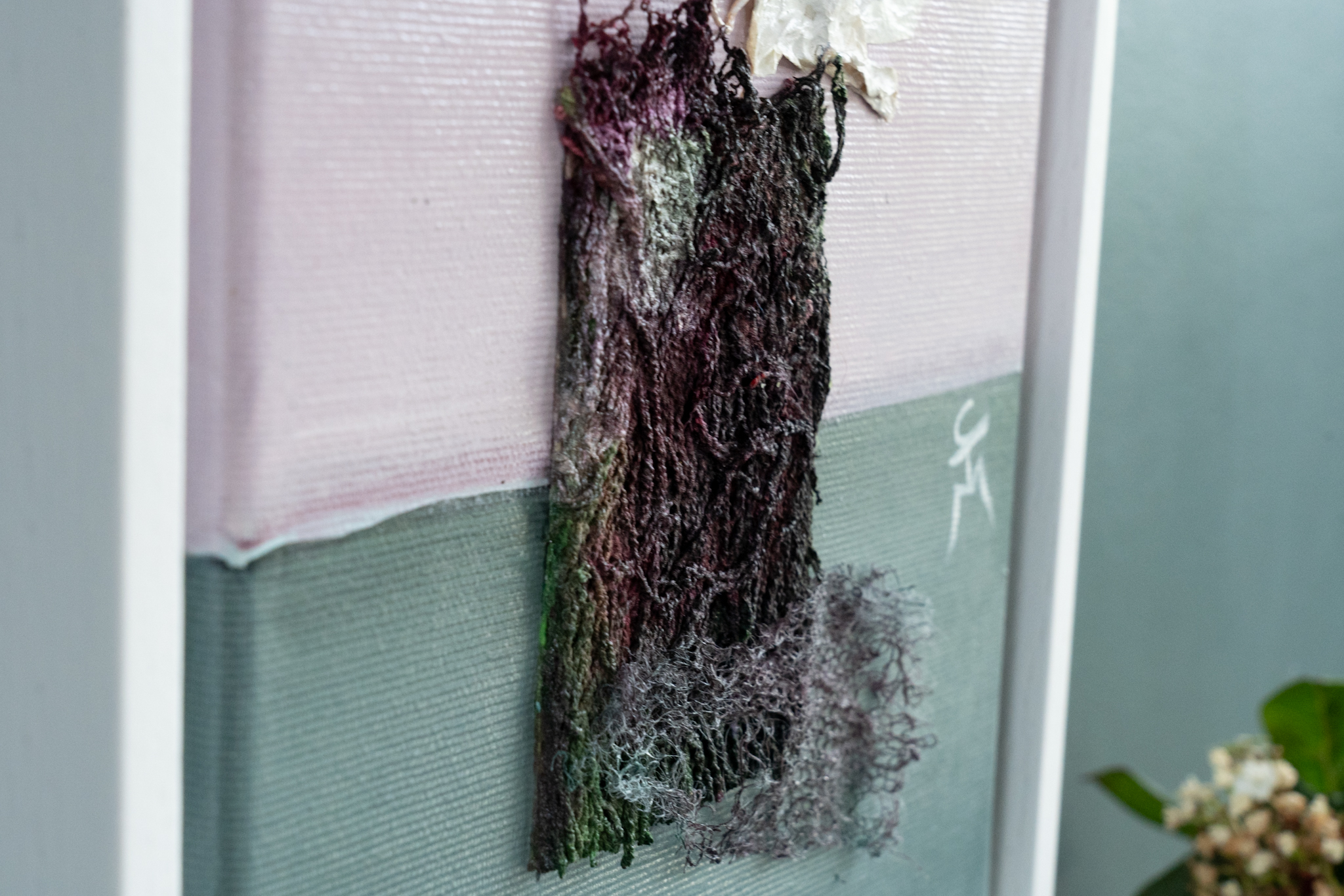 Born Again Orchids II Carmel Madigan Mixed Media Irish art Original Irish art pinks purples and vibrant yellow natural elements textured legacy art framed pieces Ireland gift Irish Interiors Ireland