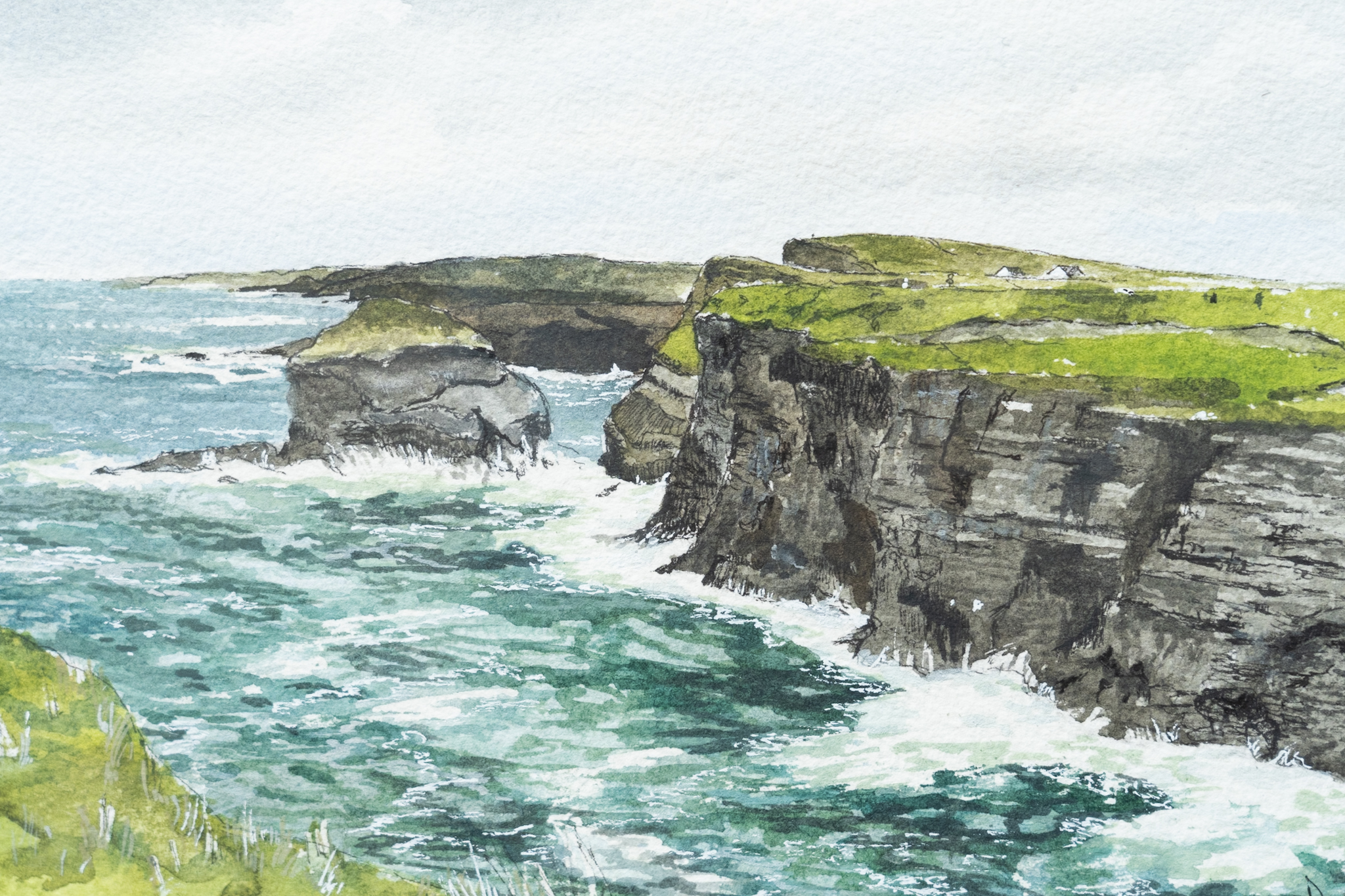 The artist signing their work as D Original Irish art watercolour painting waterways seascape WAW rivers boats river boats art beautiful piece of art by contemporary Irish artist D Kilbaha Gallery Ireland