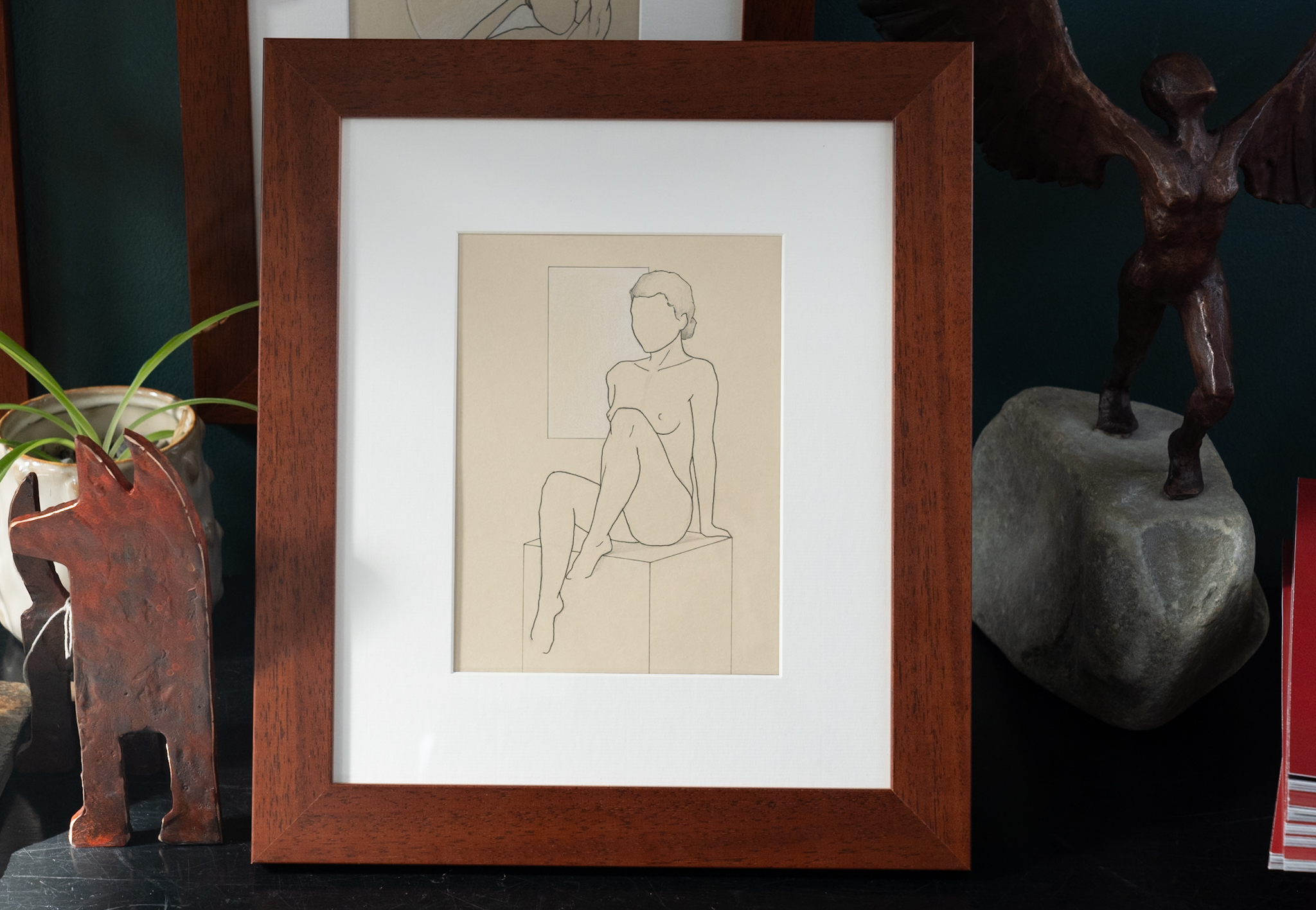 Adam Pomeroy life drawing beautiful framed original art work Kilbaha Gallery life studies female form collectable work Interiors Irish Interior Design