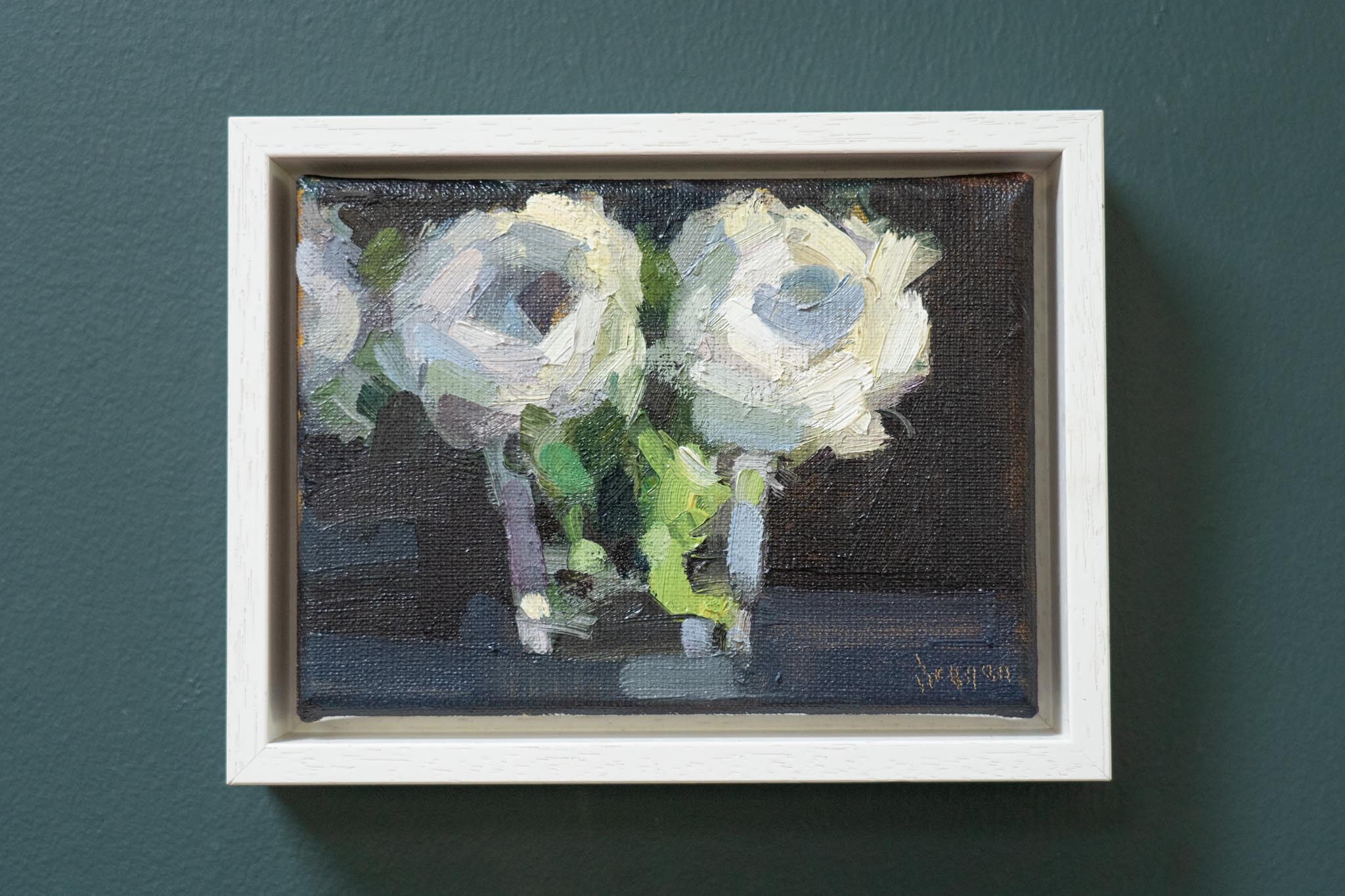 Bairbre Duggan Irish art flowers white blooms beautiful painting original art collectable piece oil on canvas framed painting interiors gift unique lovely home decor kilbaha Gallery