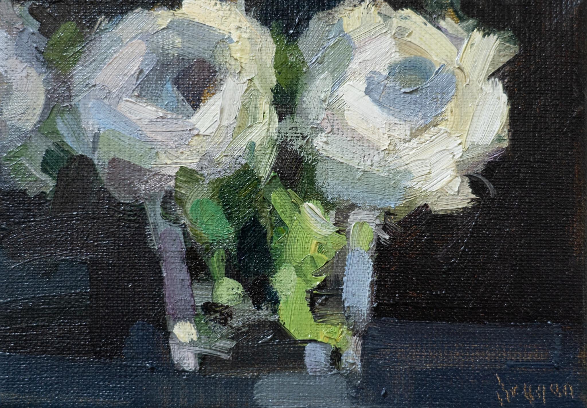 Bairbre Duggan Irish art flowers white blooms beautiful painting original art collectable piece oil on canvas framed painting interiors gift unique lovely home decor kilbaha Gallery