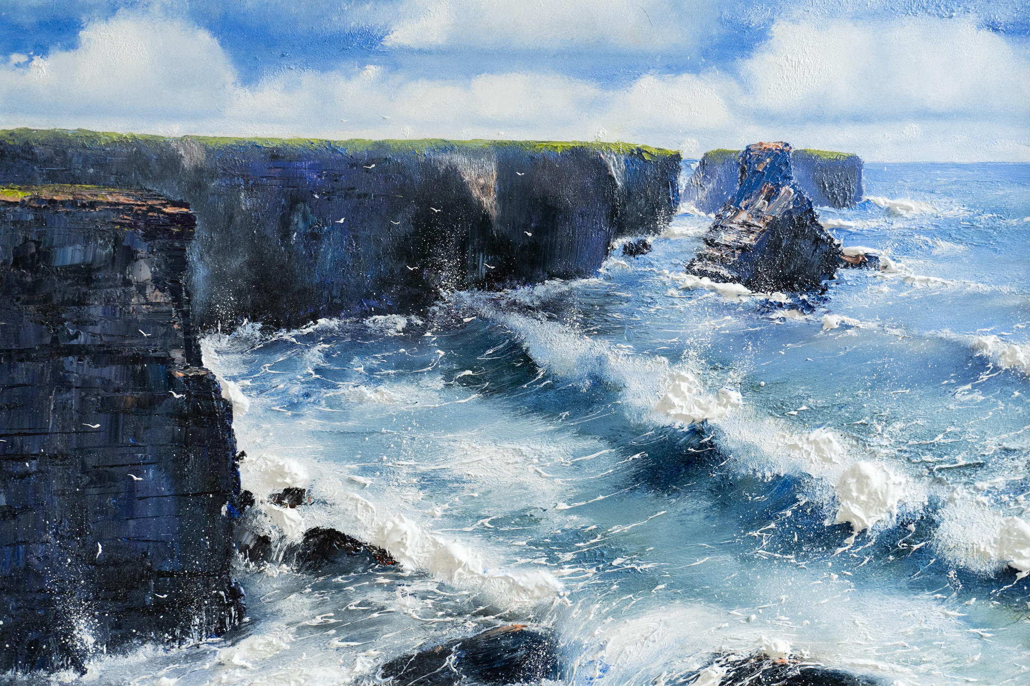 Mark Eldred Original Irish Art oil painting seascape coastal paintings beautiful Irish art Ireland cliff coast Interiors