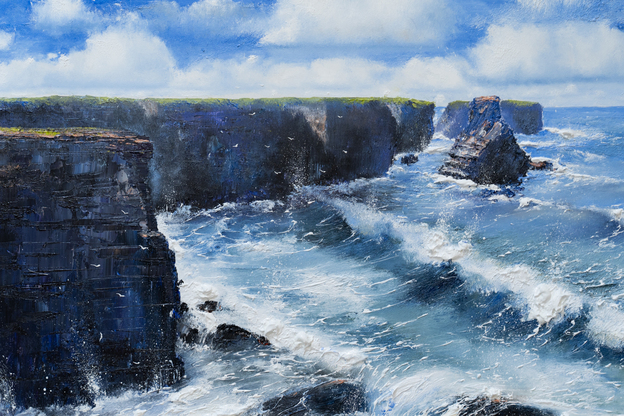 Mark Eldred Original Irish Art oil painting seascape coastal paintings beautiful Irish art Ireland cliff coast Interiors