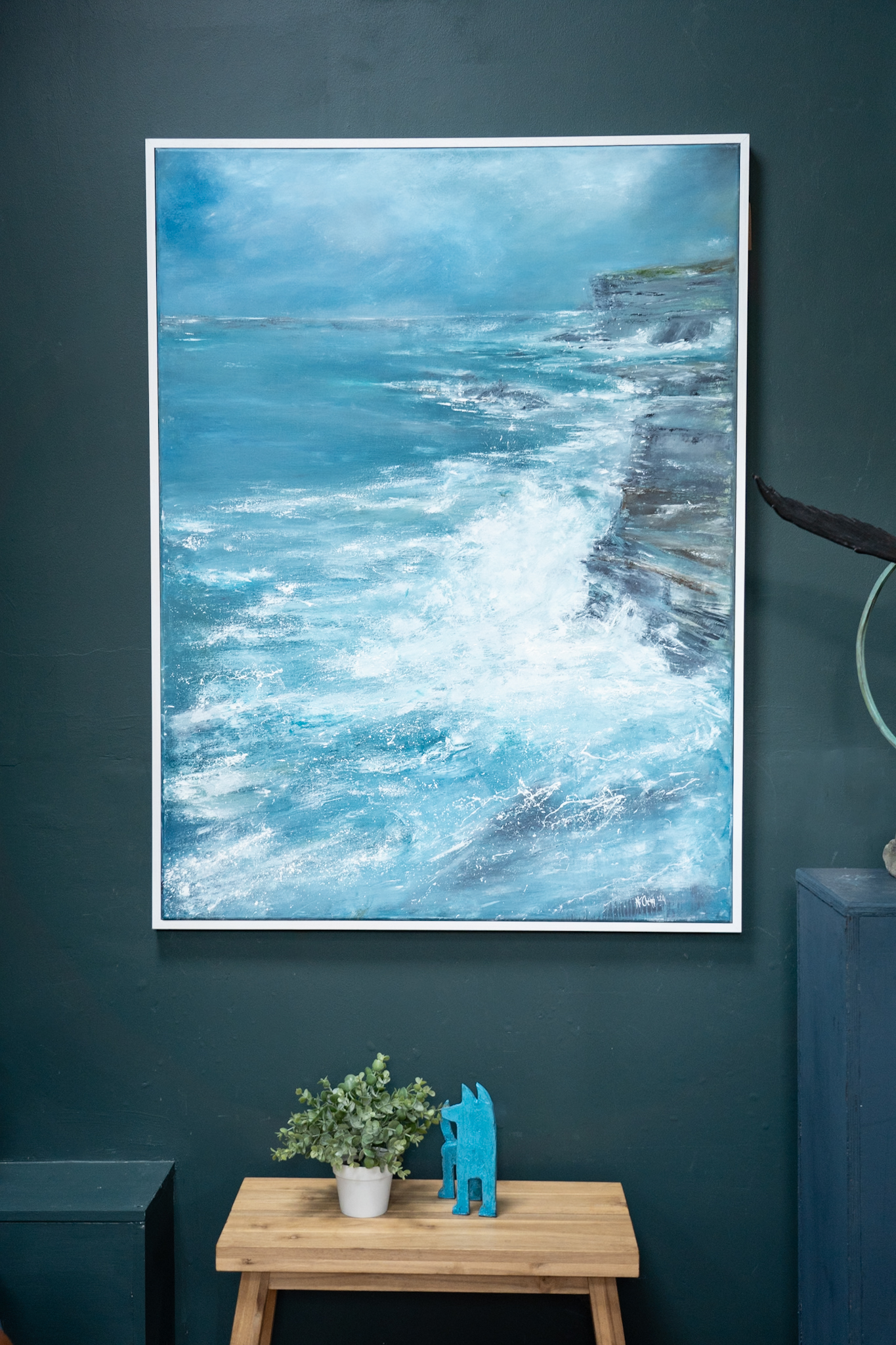 Fiona ni Chuinn Ireland WAW Irish art original art oil painting Atlantic Ocean Ireland Seascape Kilbaha Gallery interiors