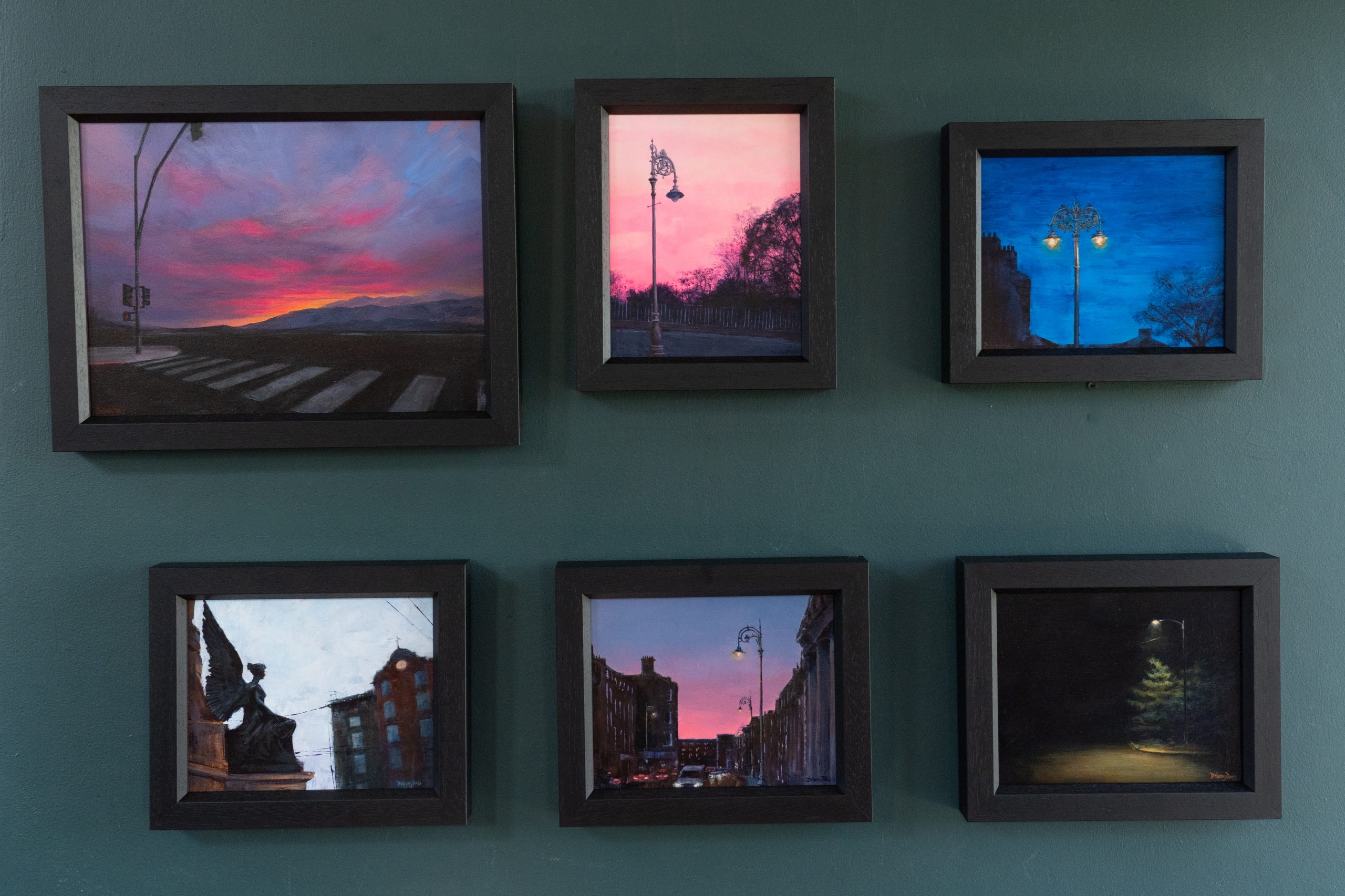 Delaney Davis urban art streetscapes beautiful skies pink sky blue sky gorgeous painting collectable work Irish art American Irish artist Kilbaha Gallery Interiors