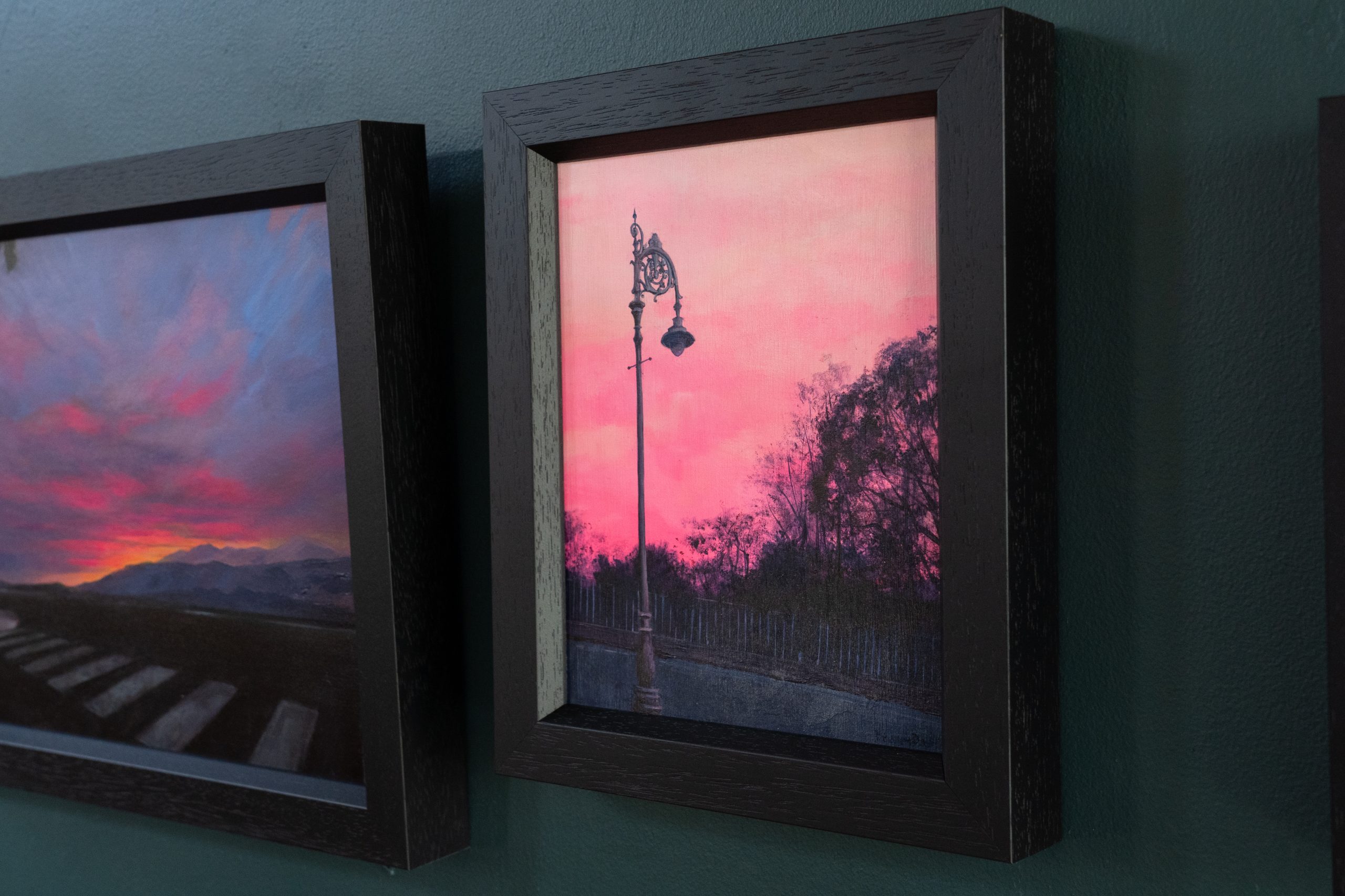 Delaney Davis urban art streetscapes beautiful skies pink sky blue sky gorgeous painting collectable work Irish art American Irish artist Kilbaha Gallery Interiors