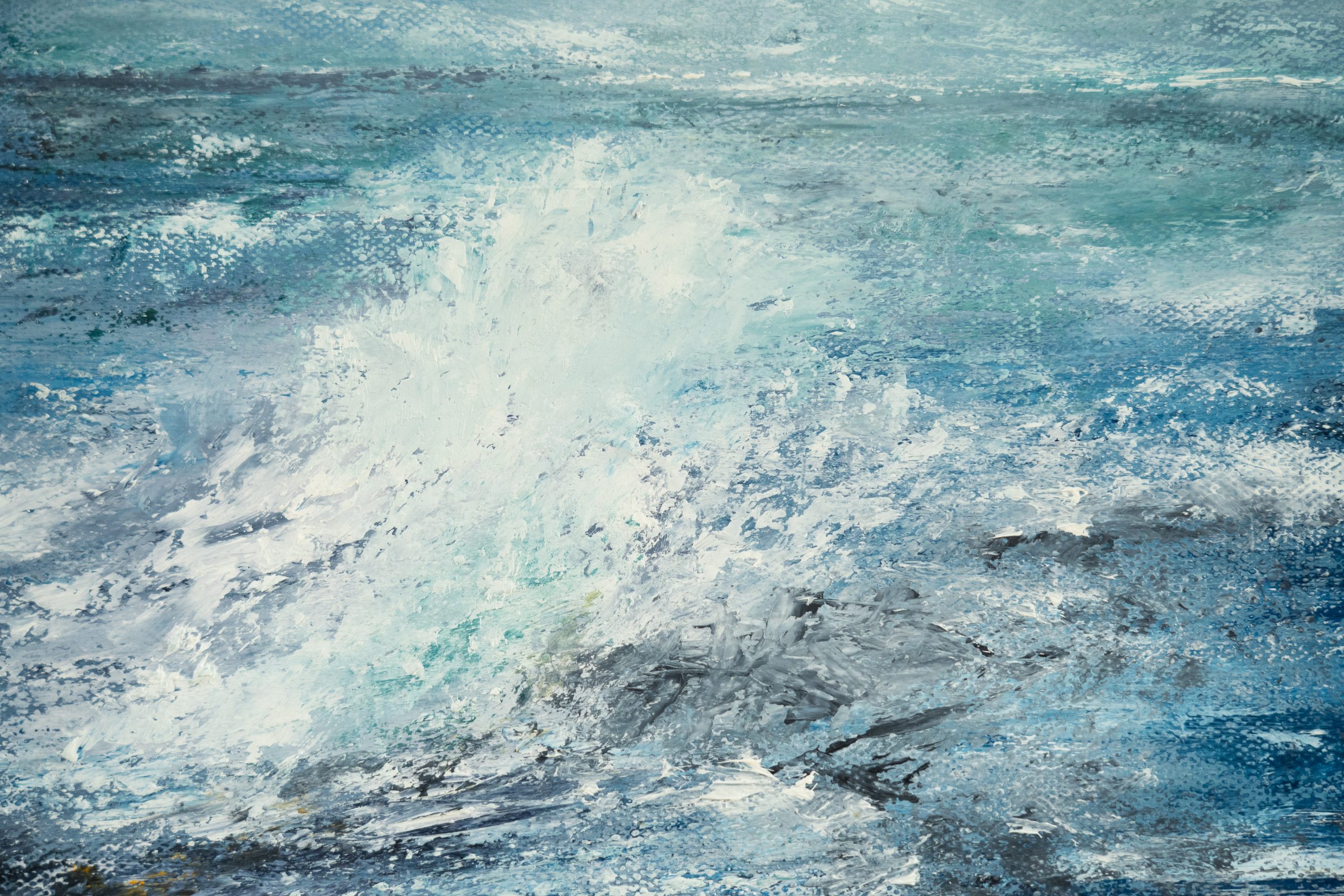 Fiona ni Chuinn contemporary Irish artist oil on canvas seascapes Ireland West of Ireland Atlantic Ocean waves drama and power of the ocean Irish interiors perfect gift painting art