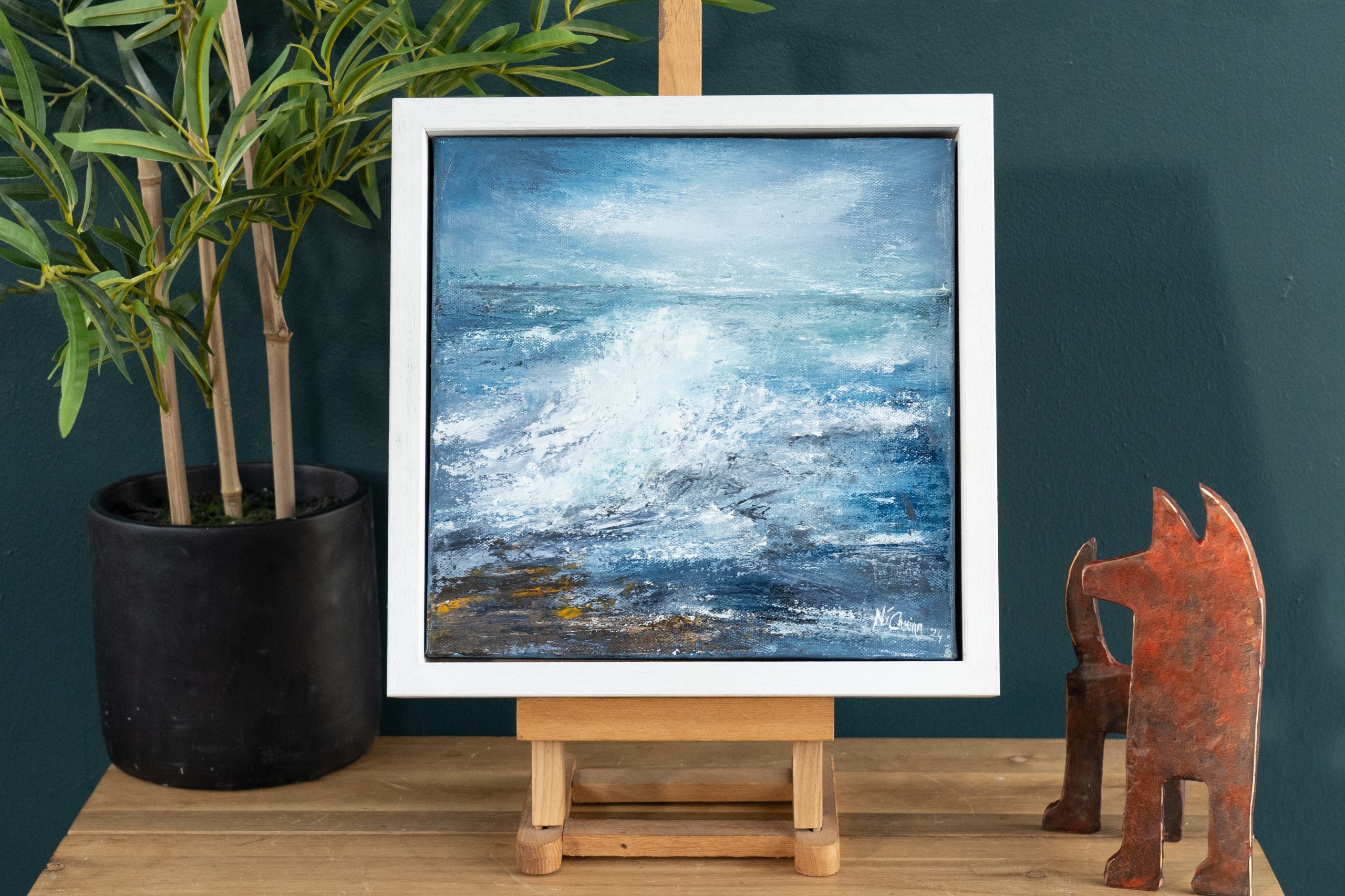 Fiona ni Chuinn contemporary Irish artist oil on canvas seascapes Ireland West of Ireland Atlantic Ocean waves drama and power of the ocean Irish interiors perfect gift painting art