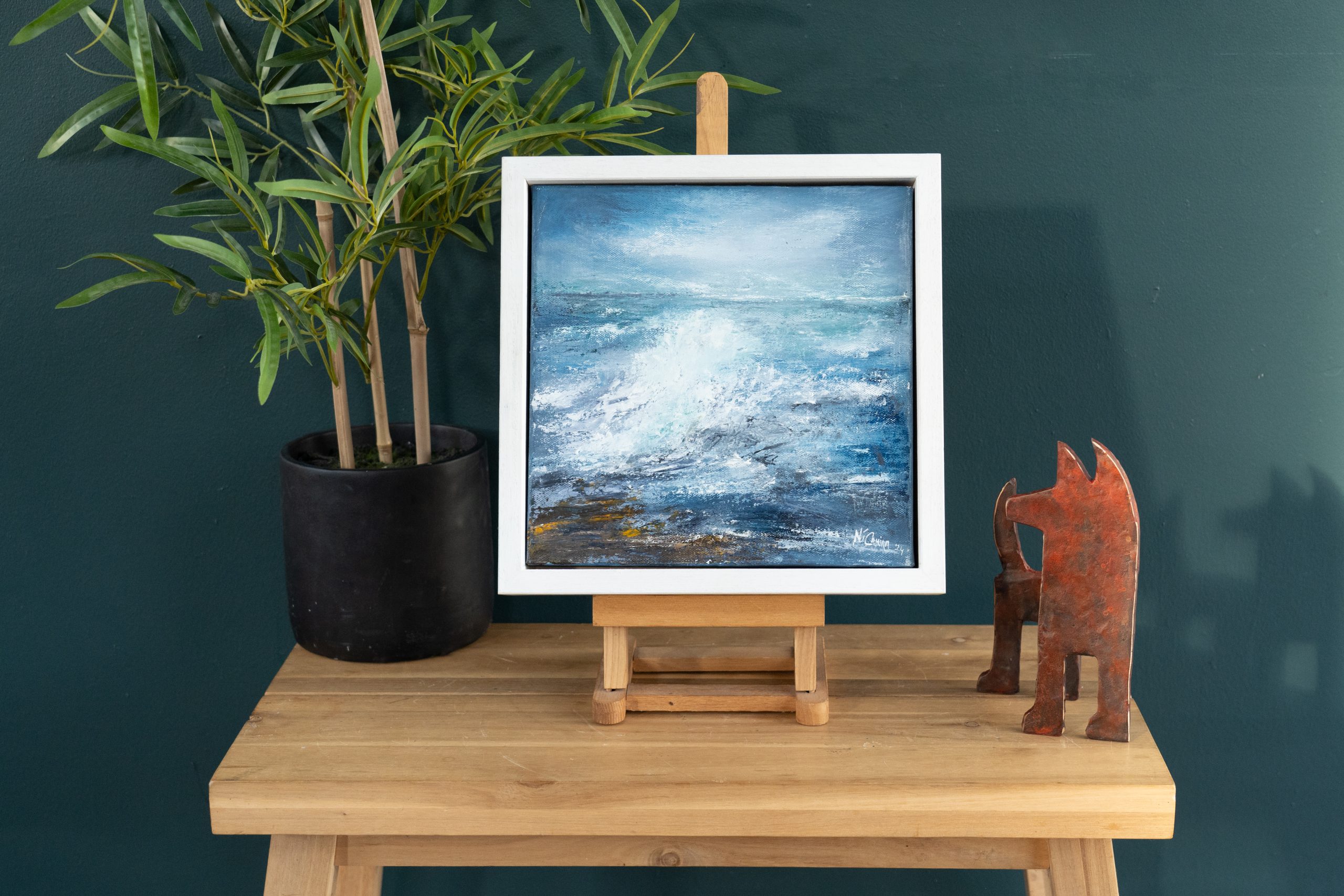 Fiona ni Chuinn contemporary Irish artist oil on canvas seascapes Ireland West of Ireland Atlantic Ocean waves drama and power of the ocean Irish interiors perfect gift painting art