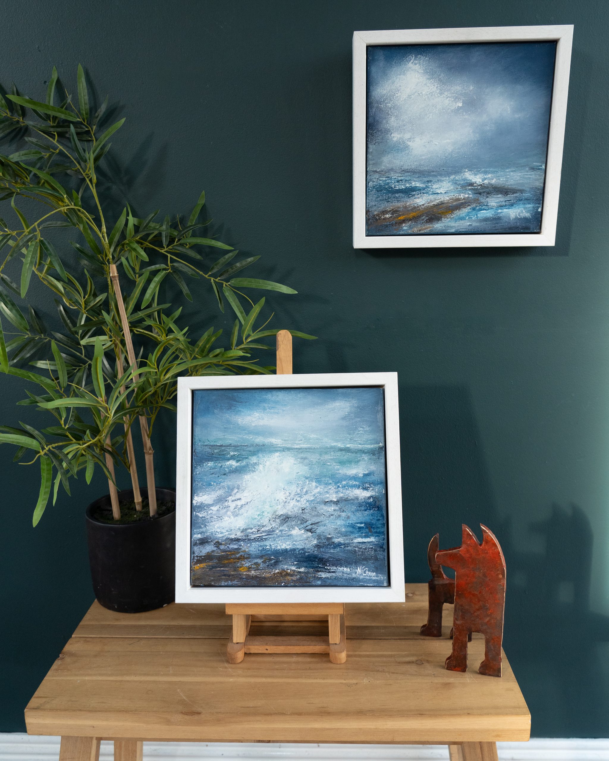 Fiona ni Chuinn contemporary Irish artist oil on canvas seascapes Ireland West of Ireland Atlantic Ocean waves drama and power of the ocean Irish interiors perfect gift painting art