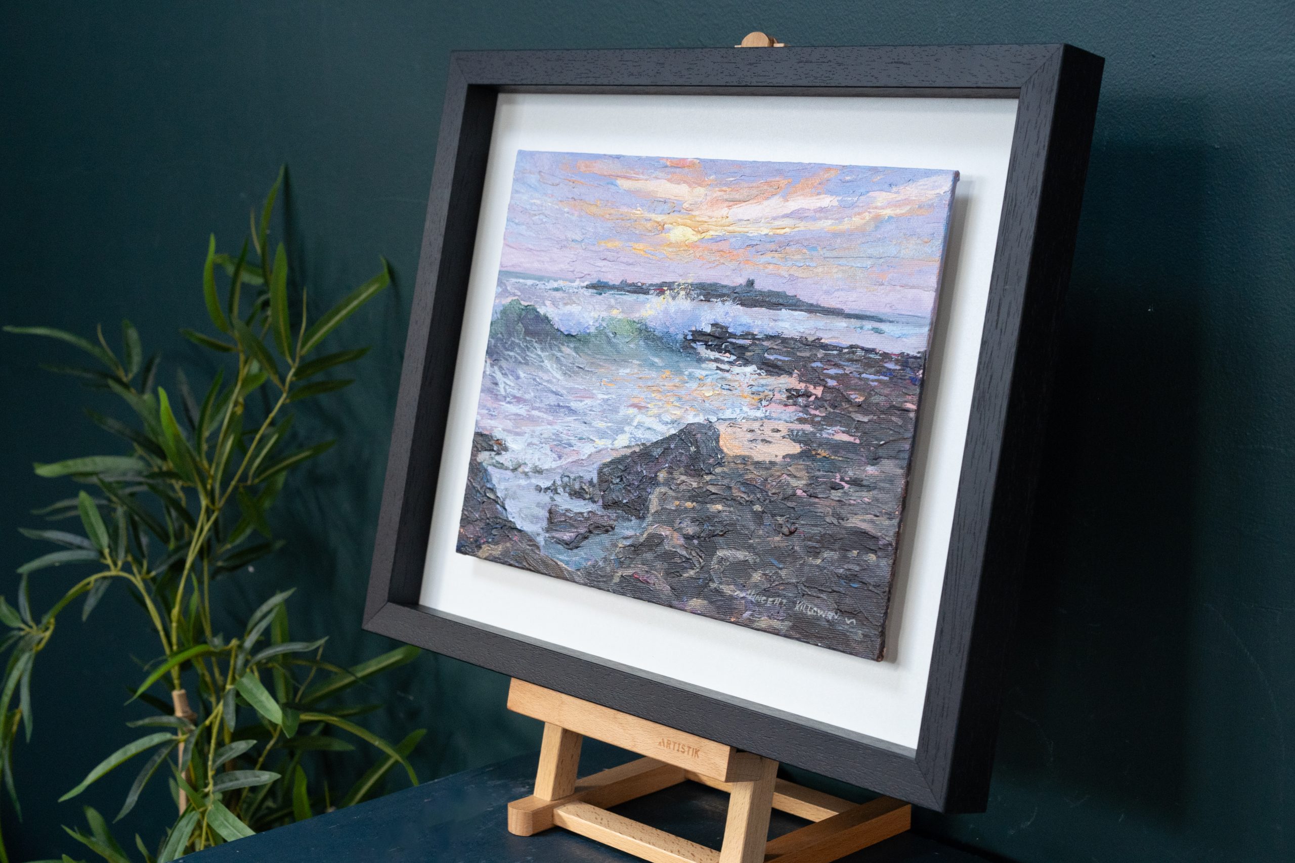 Vincent Killowry Crab Island Sunset original acrylics on board framed original painting by contemporary artist Vincent Killowry seascape original Irish art painting Ireland Irish Interiors Ireland