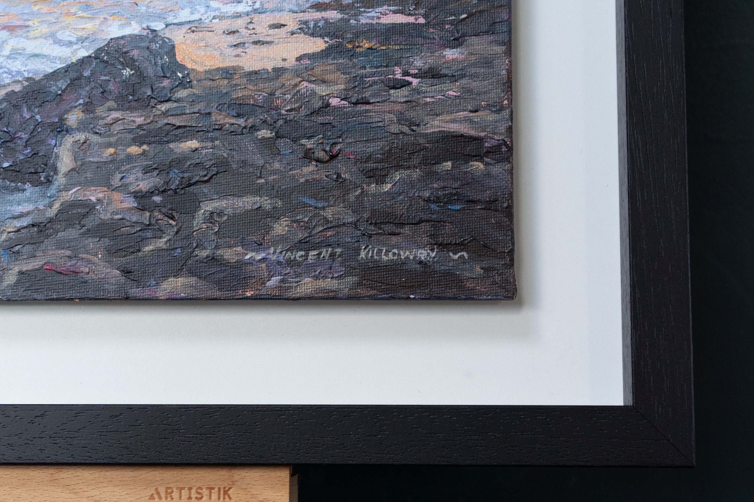 Vincent Killowry Crab Island Sunset original acrylics on board framed original painting by contemporary artist Vincent Killowry seascape original Irish art painting Ireland Irish Interiors Ireland